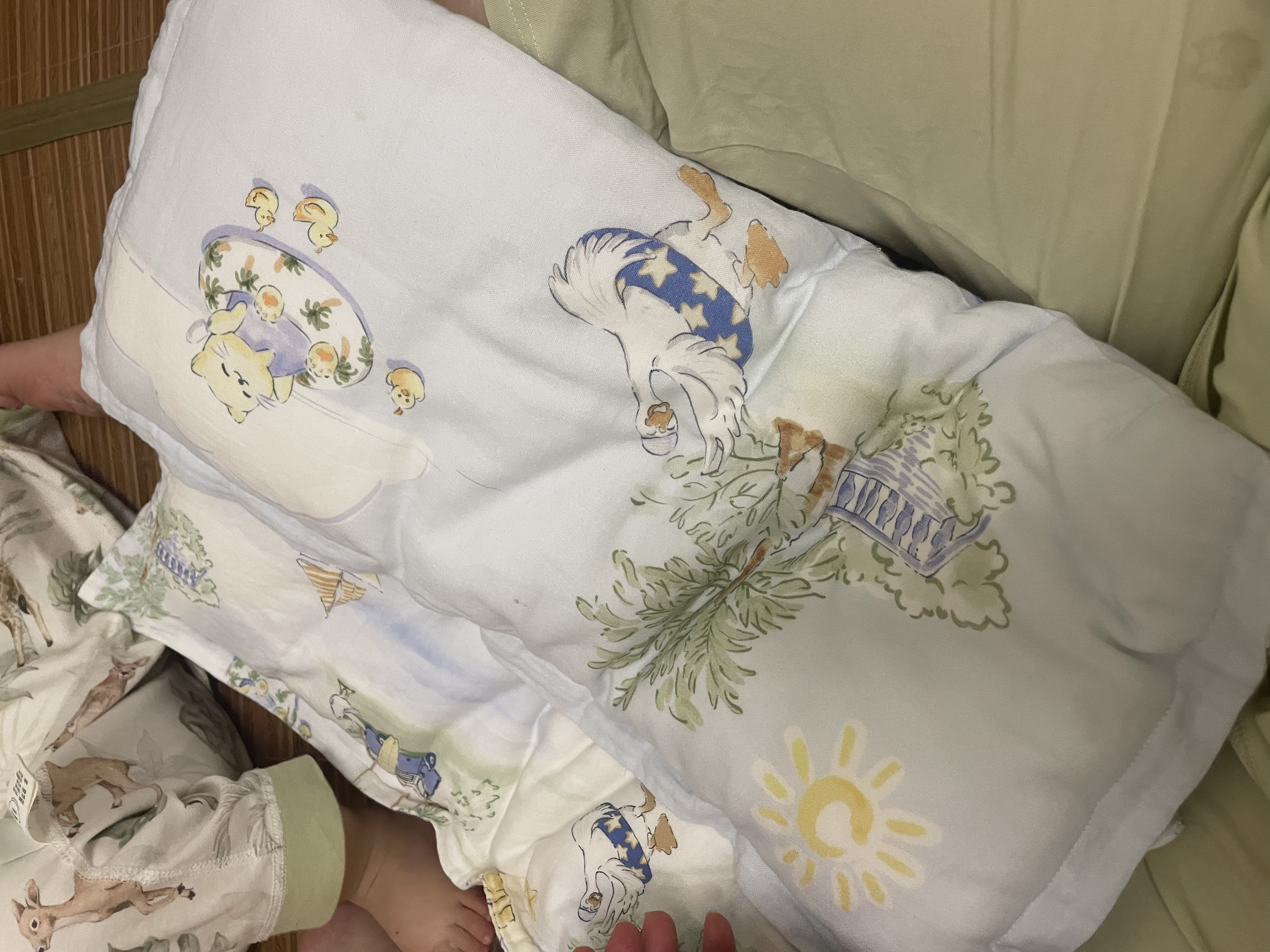 全棉时代婴儿纱布方枕宝宝儿童枕芯枕套幼儿园枕头3件套装海滨假日+微光蓝 实拍图