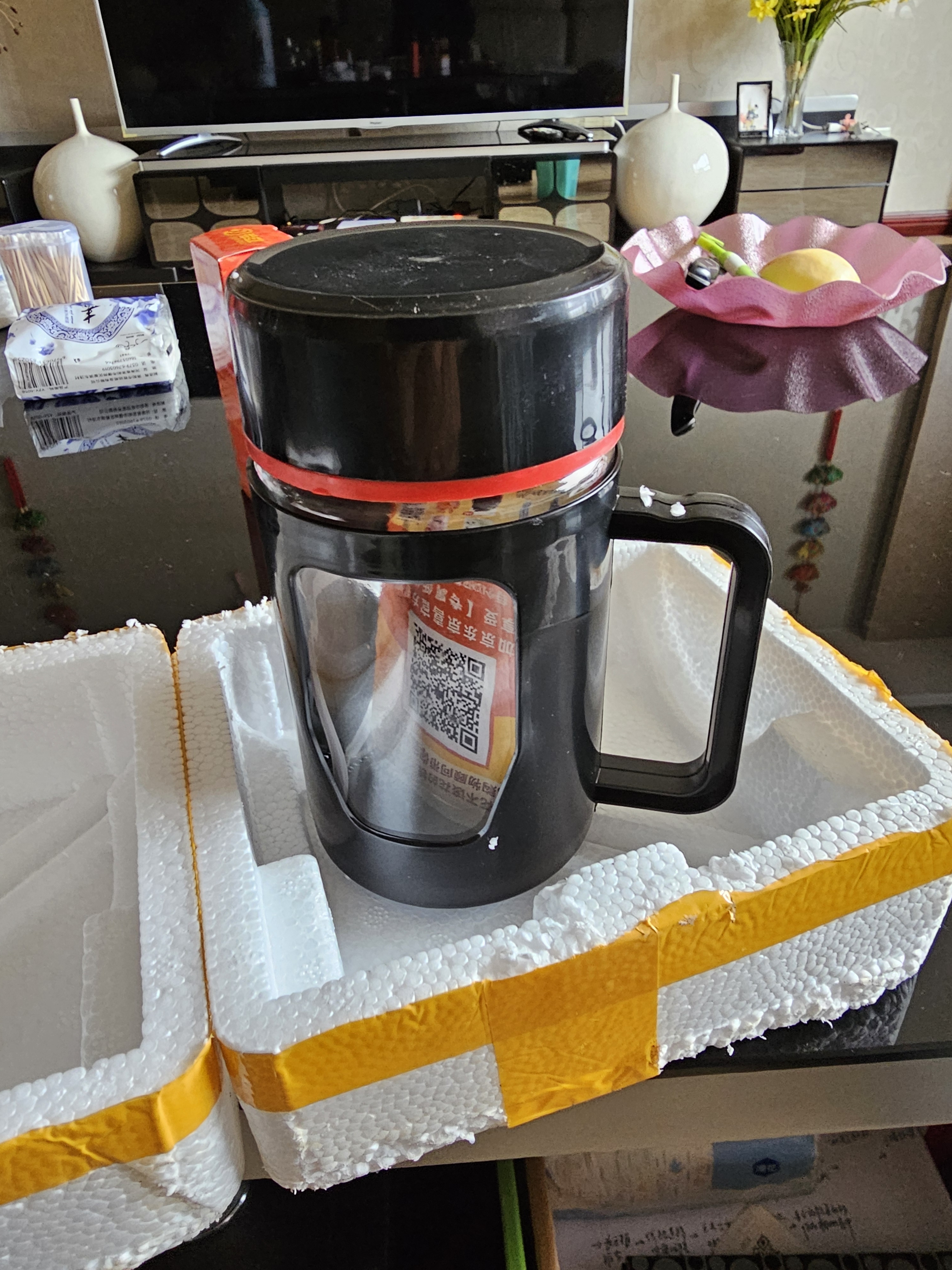 新款玻璃杯商务防爆把手大容量手柄办公室泡茶水杯防摔男女杯子 活动商务黑【两款随机发】 500ml 实拍图