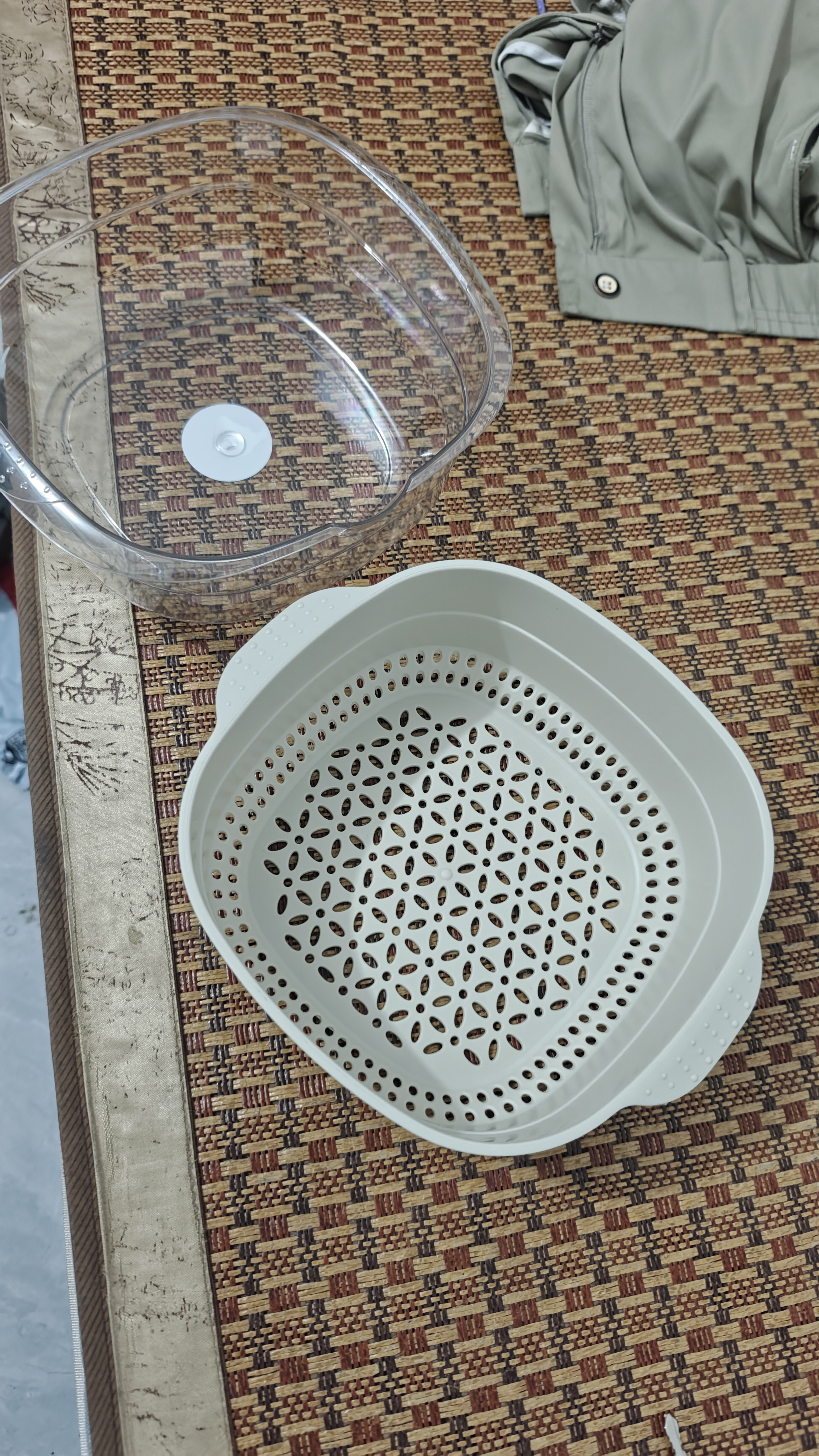 美厨（MAXCOOK）洗菜篮沥水篮 塑料双层洗菜盆盆筛盆子滤水篮1盆1筛 白小MCPJ4550 实拍图