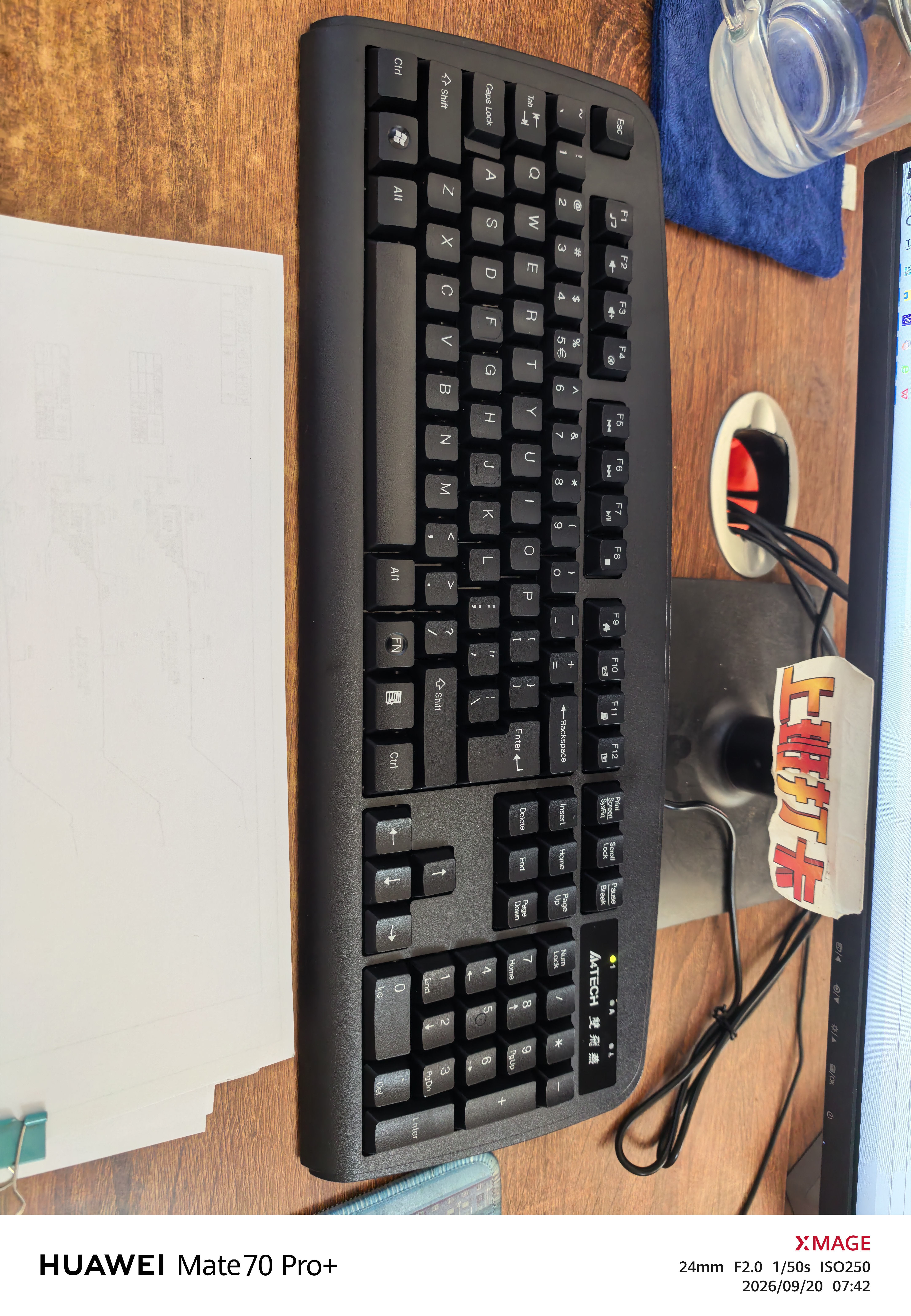 双飞燕（A4TECH）KB-8 104键有线键盘 薄膜键盘台式电脑键盘办公键盘办公打字手感好大回车键 USB接口 黑色 有线 实拍图