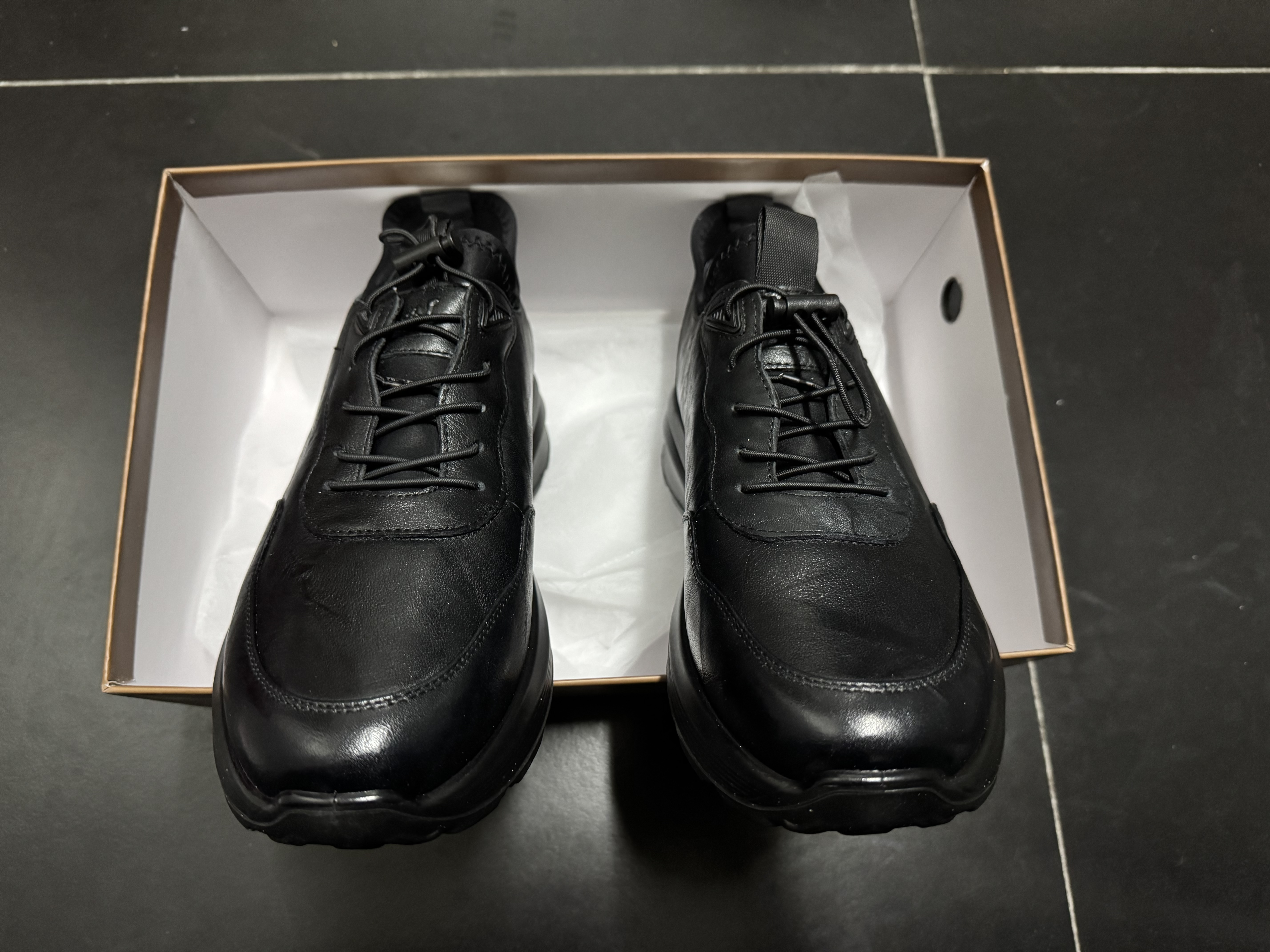 骆驼（CAMEL）男士套脚快穿牛皮商务休闲运动皮鞋 G14A220724 黑色 40 实拍图