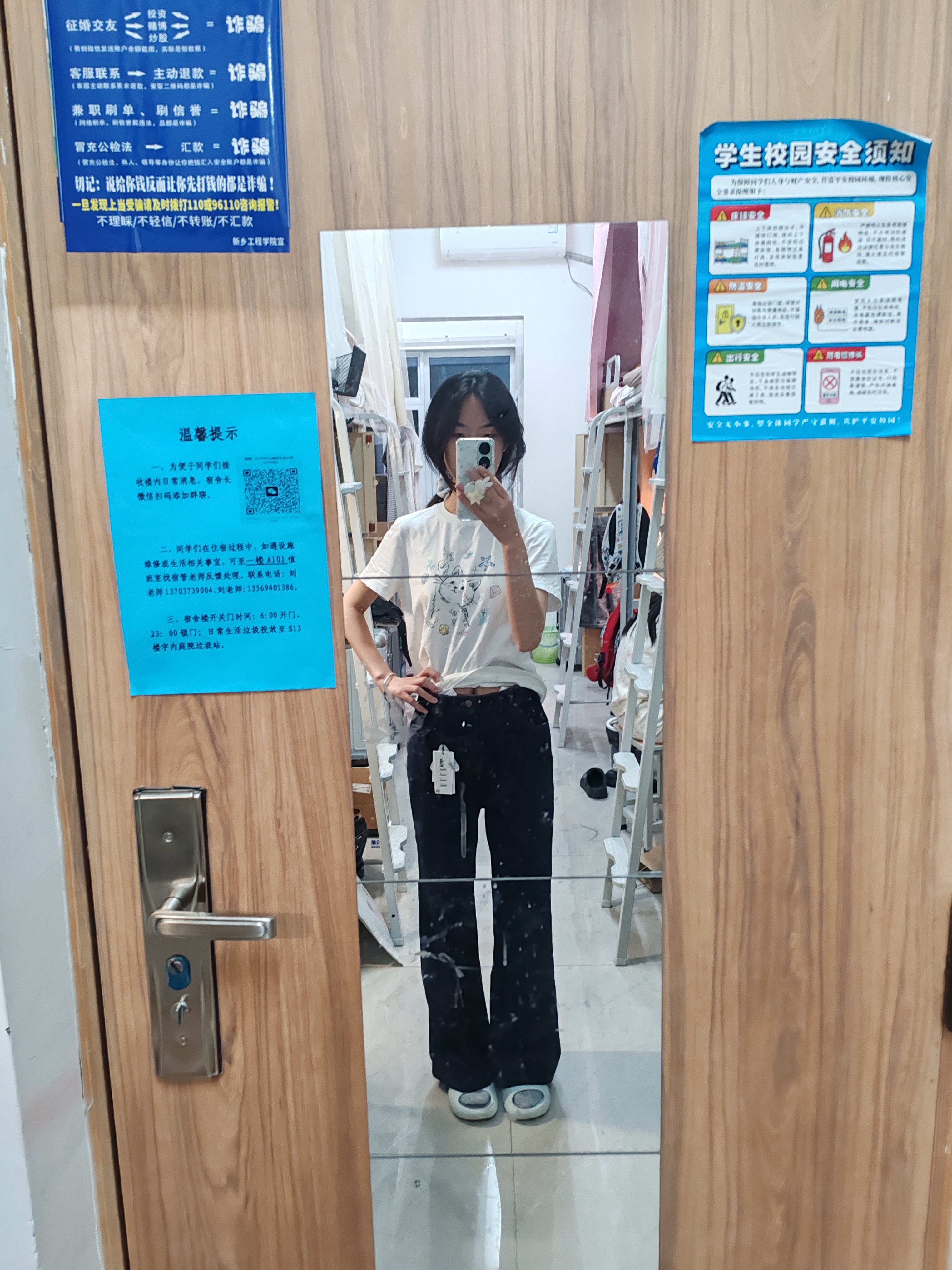 ELLE KIDS童装 原牛微喇牛仔裤女童秋季新款复古学院字母绣花裤子 原牛色 165 (M) 实拍图