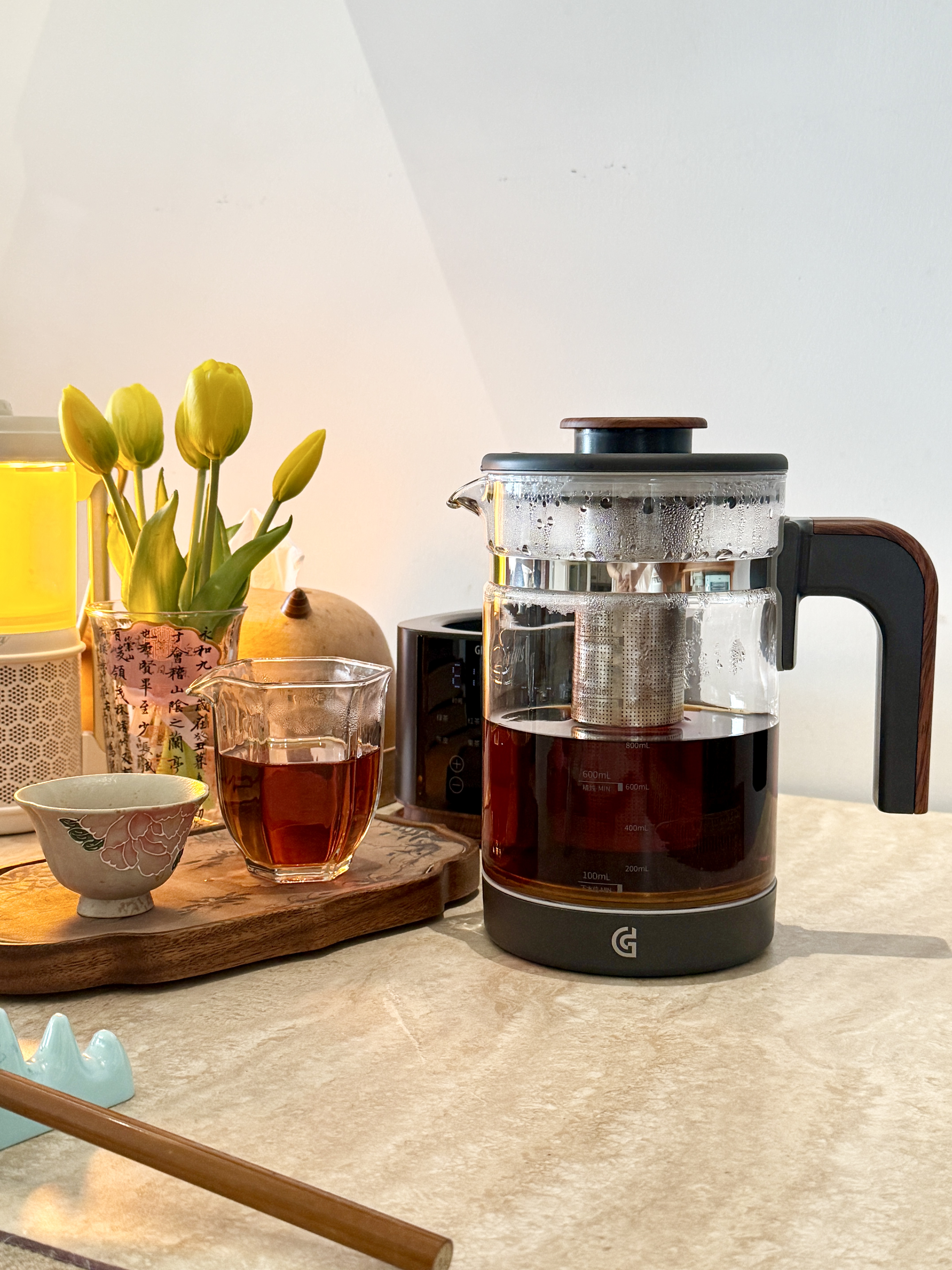 格丽思（GREENIS）煮茶壶 喷淋式煮茶器纯钛养生壶烧水壶泡茶壶一体机全自动保温壶蒸茶壶新款高档大气礼盒 深空灰礼盒装（纯钛壶底-单直筒茶漏） 实拍图