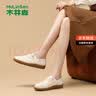木林森（MULINSEN）女鞋秋季皮鞋护士鞋妈妈女士乐福鞋豆豆鞋一脚蹬单鞋女 米色 39 实拍图