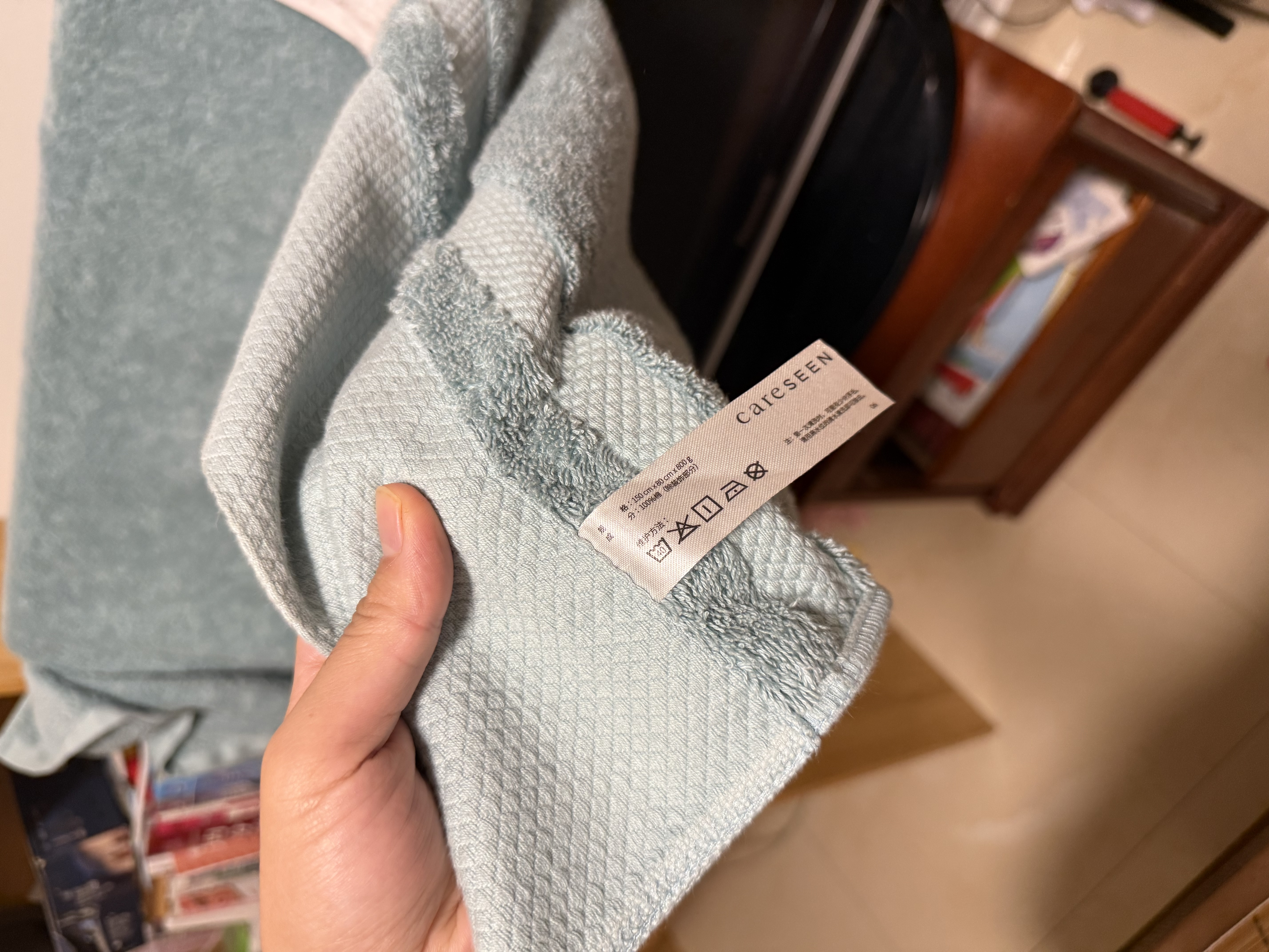 康尔馨五星酒店浴巾纯棉新疆长绒棉加大加厚男女成人浴巾冰湖蓝800g运动 实拍图