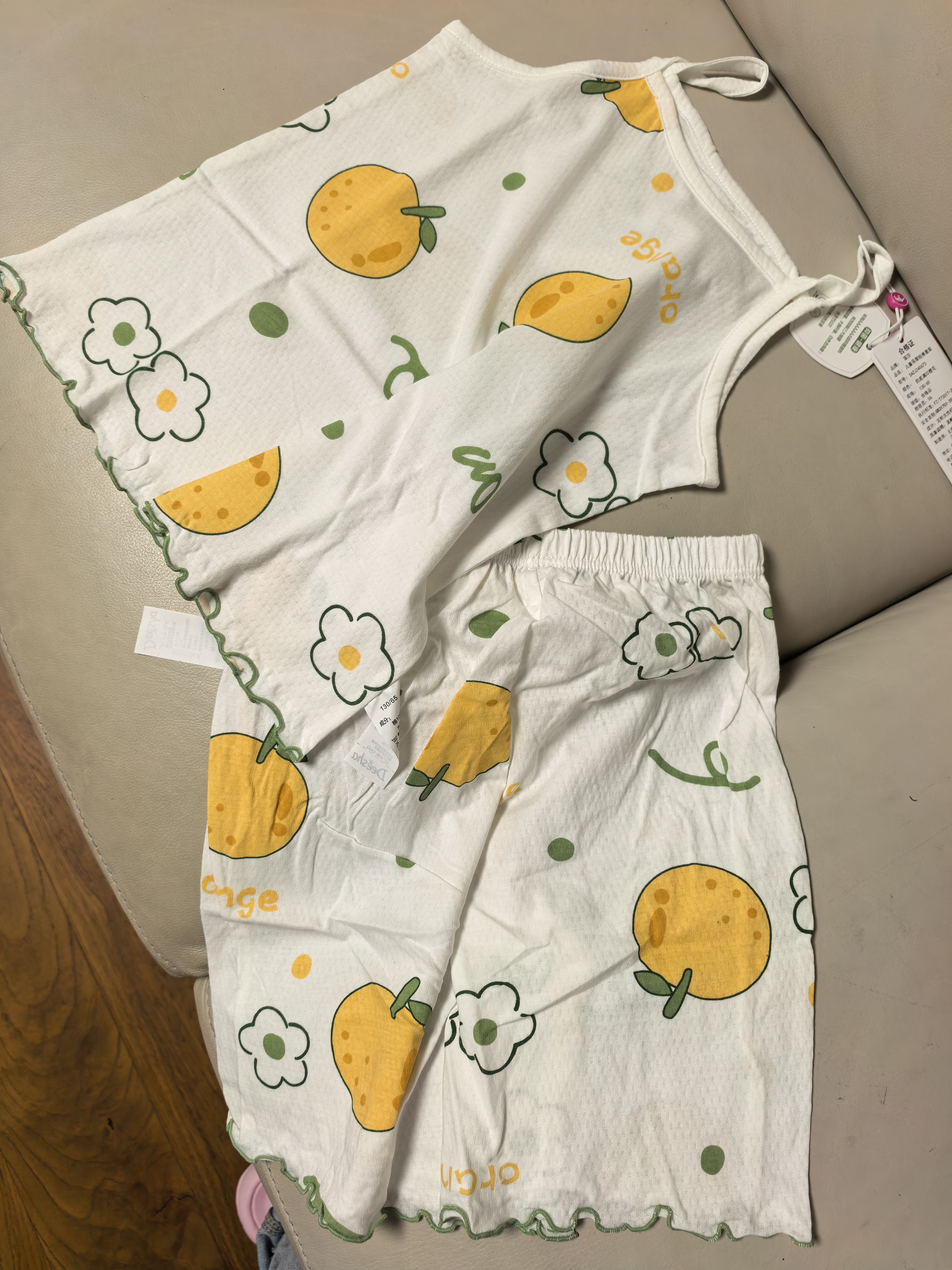 笛莎（DEESHA）【7A抑菌 透气网眼】女童睡衣夏中大童薄款吊带背心套装空调服 实拍图