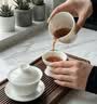 不拙白瓷三才盖碗敬茶碗陶瓷茶具带茶漏羊脂玉云初香雪盖碗三件套 实拍图