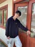 马克华菲开衫卫衣外套男生春秋330G重磅连帽基础款拉链上衣服 黑 XL 实拍图