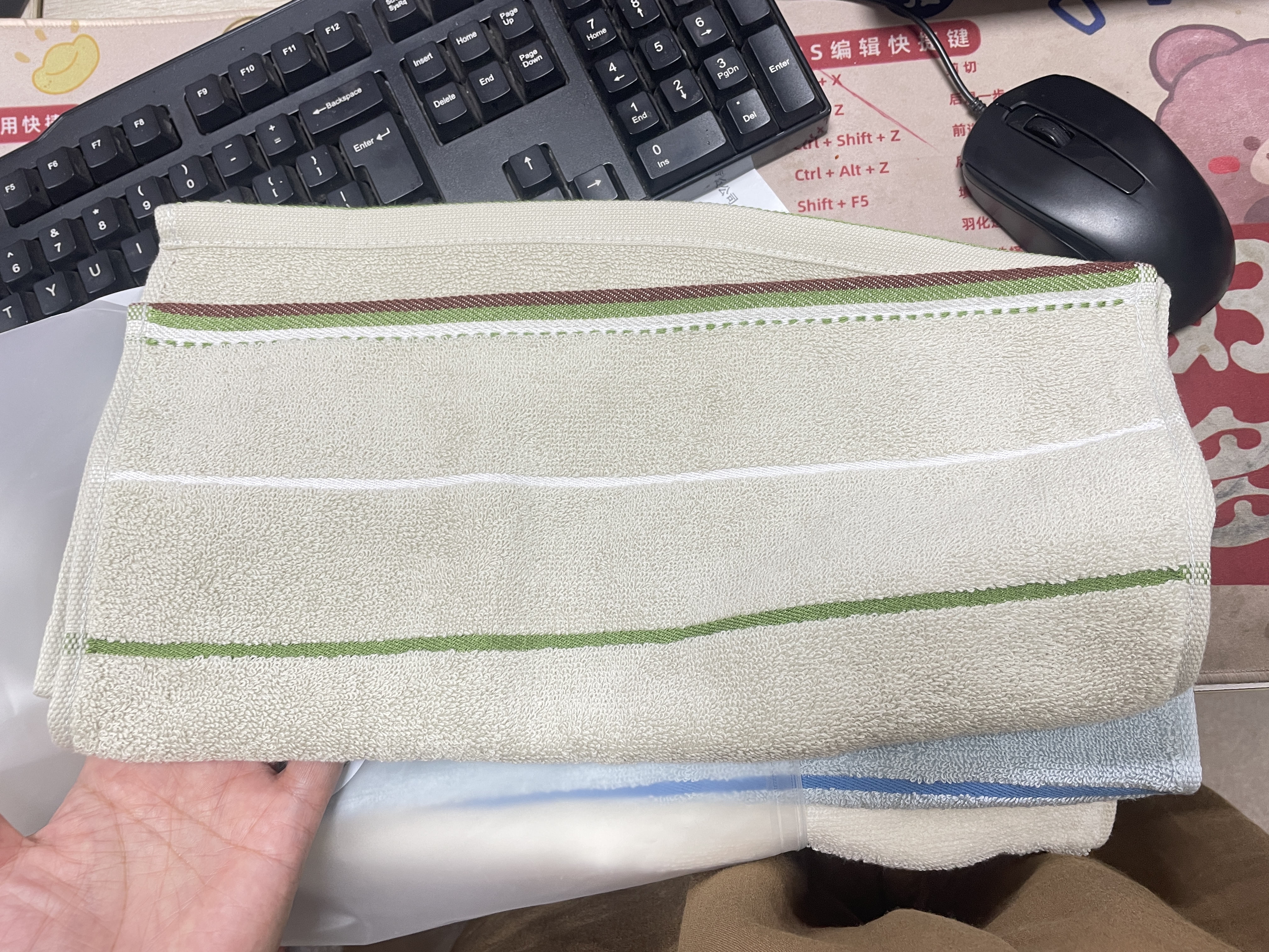 洁丽雅（Grace）抗菌毛巾4条装纯棉强吸水条纹洗脸洗澡毛巾 72*34cm 90g/条 实拍图