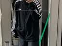 adidas休闲舒适三条纹立领夹克外套卫衣男装秋季阿迪达斯轻运动 黑色/白（推荐选大一码）   M 实拍图