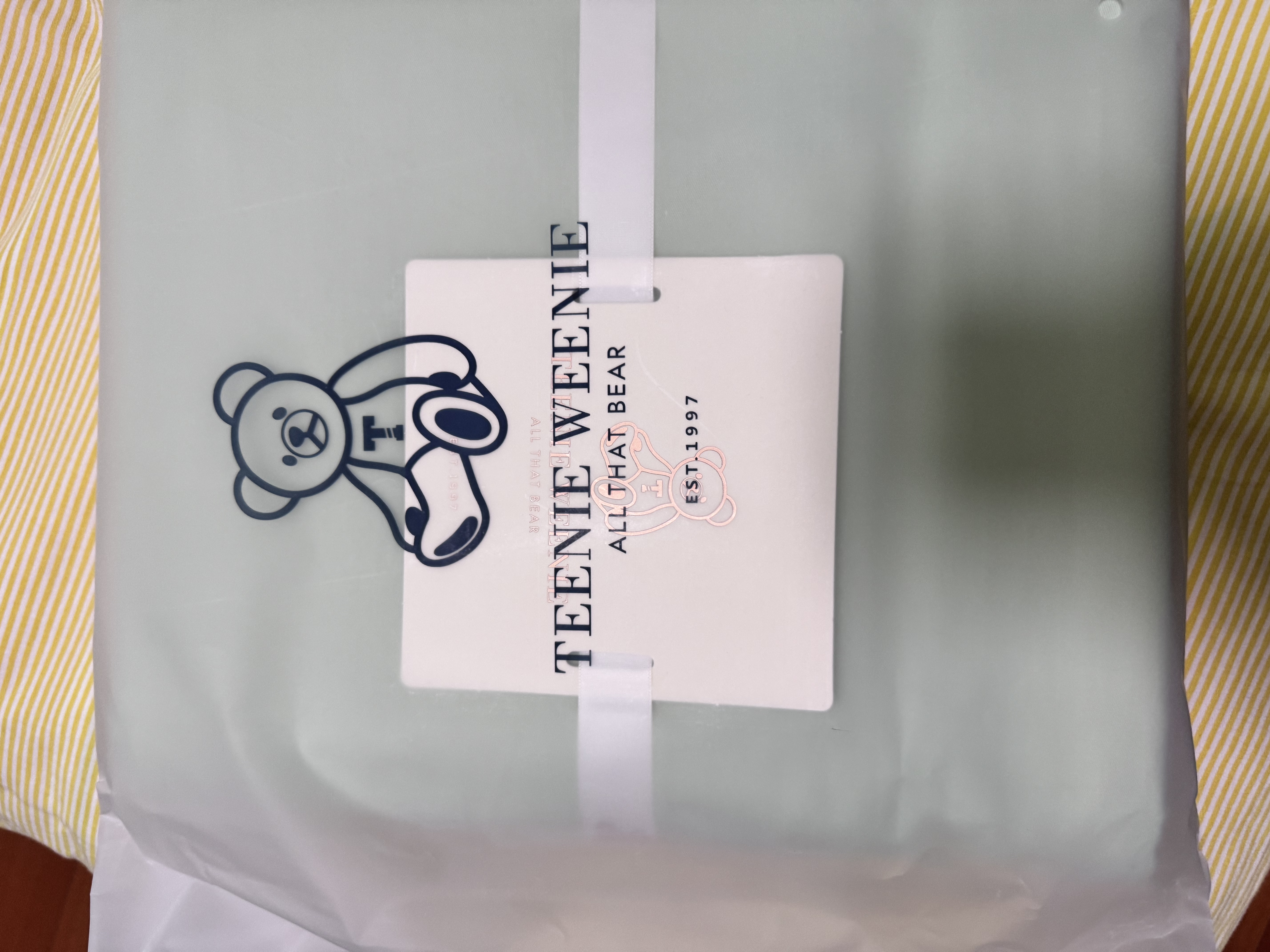 Teenie Weenie小熊全棉水洗棉四件套纯棉100%床单床笠被套罩枕套床品宿舍三件套 海盐微风 水绿+米黄 0.9/1.2m床 床单款 被套150*200cm 实拍图