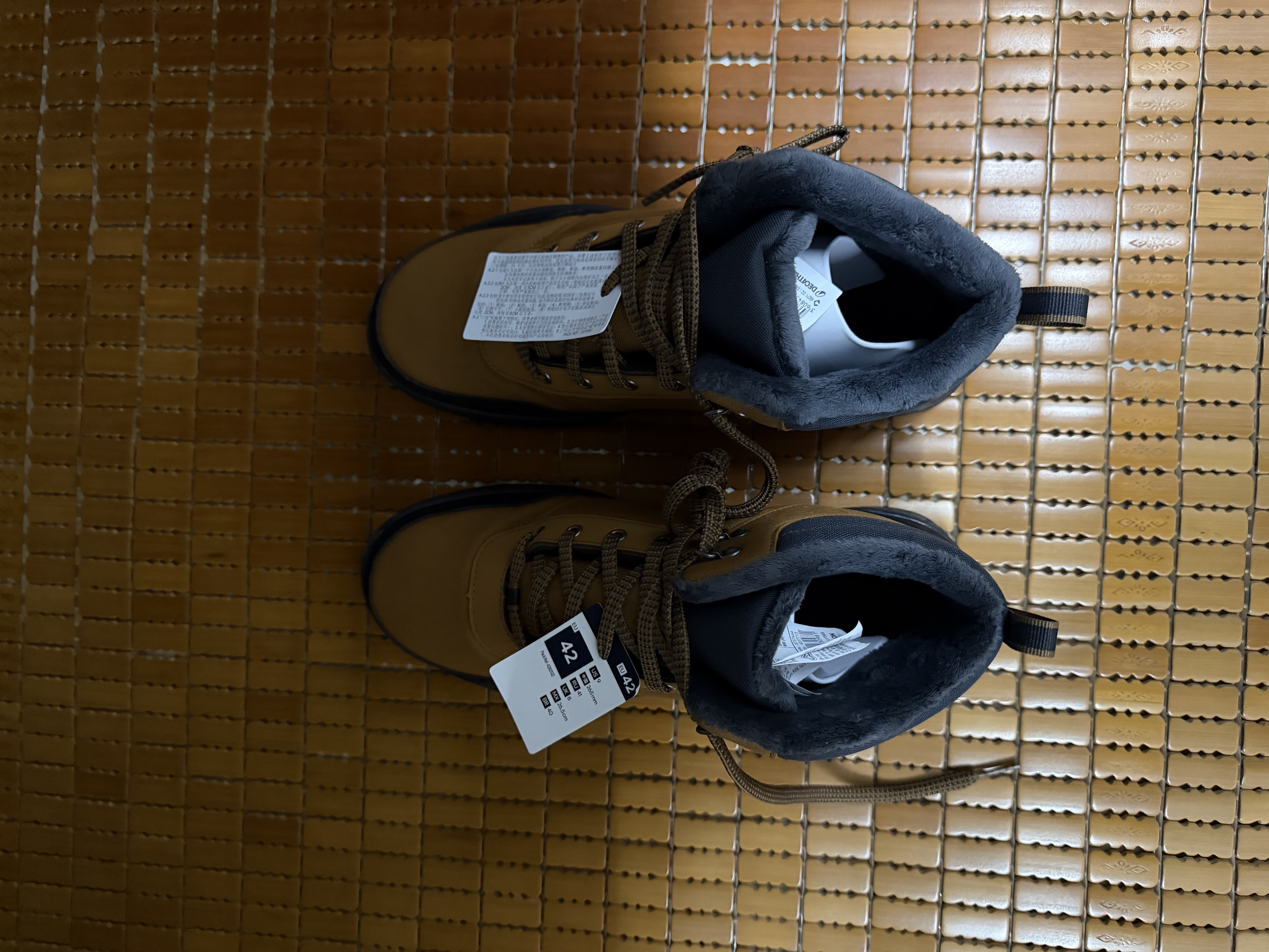 迪卡侬男士NH100冬季雪地防水中帮保暖抓地徒步鞋棕色42-4517713 实拍图