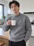 罗蒙（ROMON）2026新款冬季双股加厚100%羊毛衫男士半高领毛衣宽松针织打底衫 中灰 M (165) 建议90-115斤 实拍图
