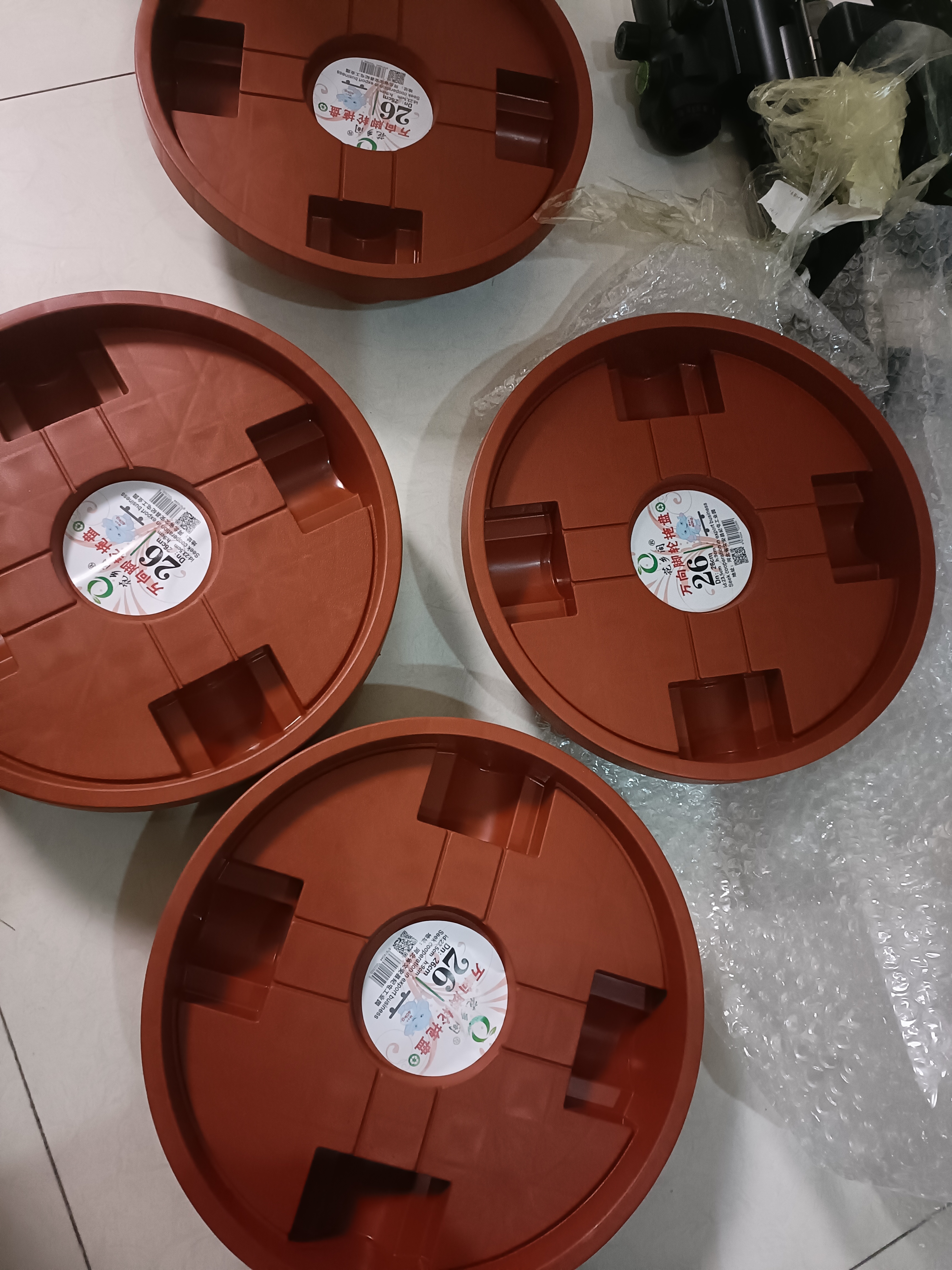 加厚移动花盆托盘带轮花盘底座塑料花盆接水托盘花盆底盘特价清仓 带万向轮 【26cm】（万向4轮歀 实拍图