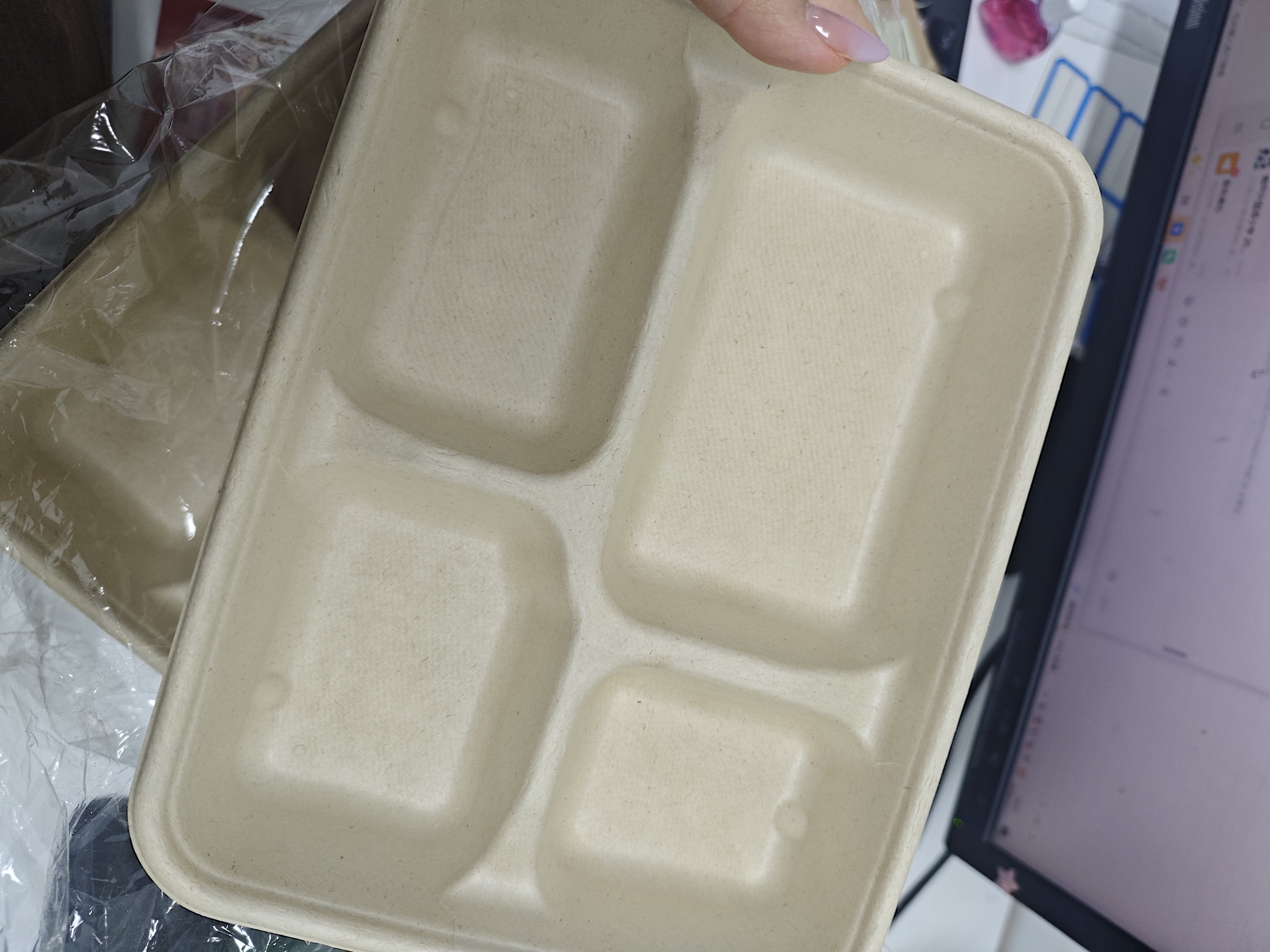 诺鲜一次性四格饭盒纸外卖打包盒三格4格5格分格食品浆餐盒环保可降解 1100ml四格50套（无盖） 加厚 实拍图