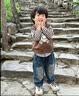 G.duck小黄鸭童装男童套装春装2026新款婴幼儿童马甲毛衣衬衫男宝宝衣服 米色三件套 90 建议1~2岁【80-90cm】cm 实拍图