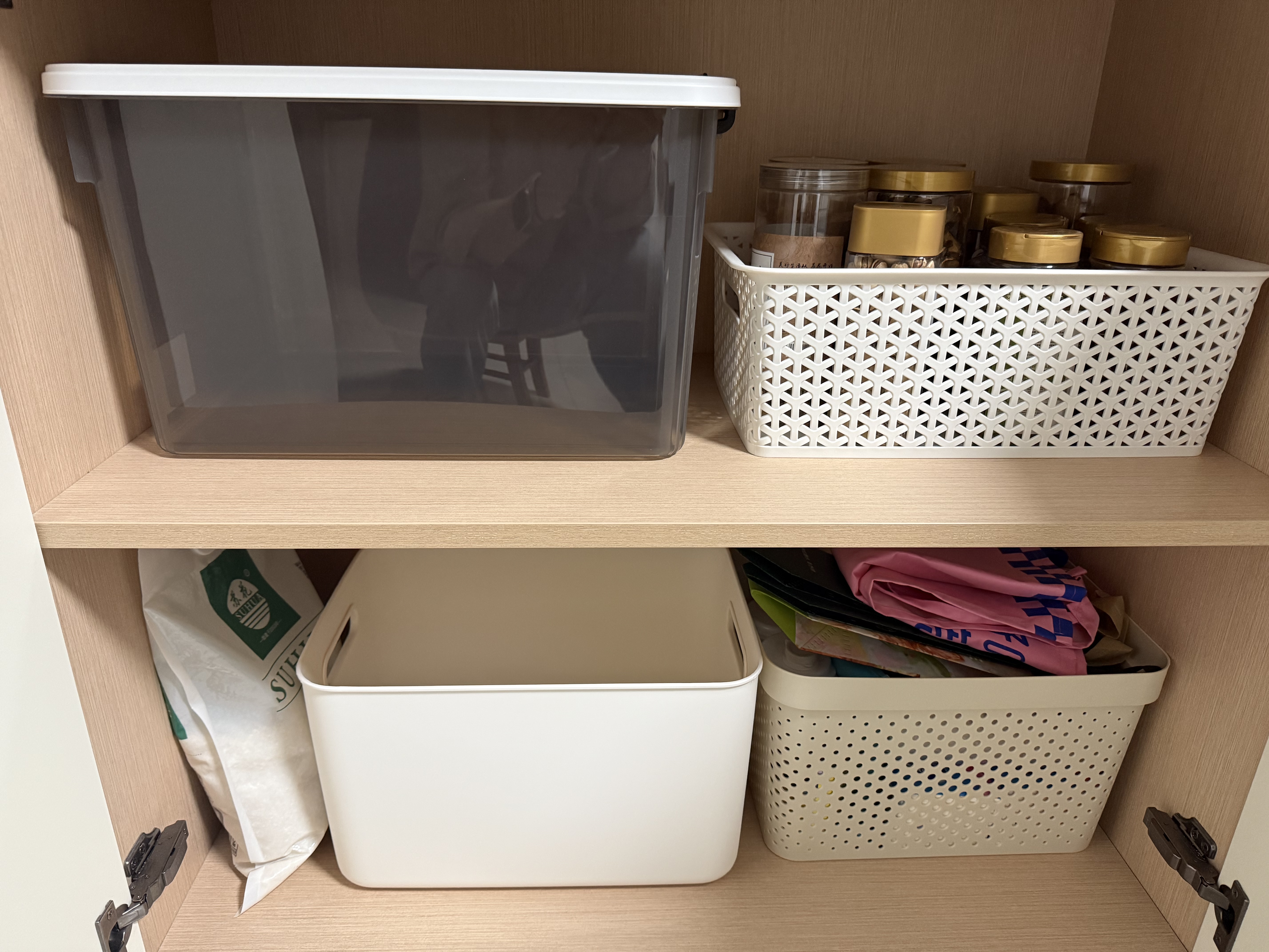 名创优品（MINISO）格纹仿藤编收纳筐 桌面收纳盒宿舍大号2个装 实拍图