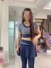 徽昂运动套装女瑜伽服跑步健身服速干衣含胸垫t恤假两件短袖裙裤蓝L 实拍图