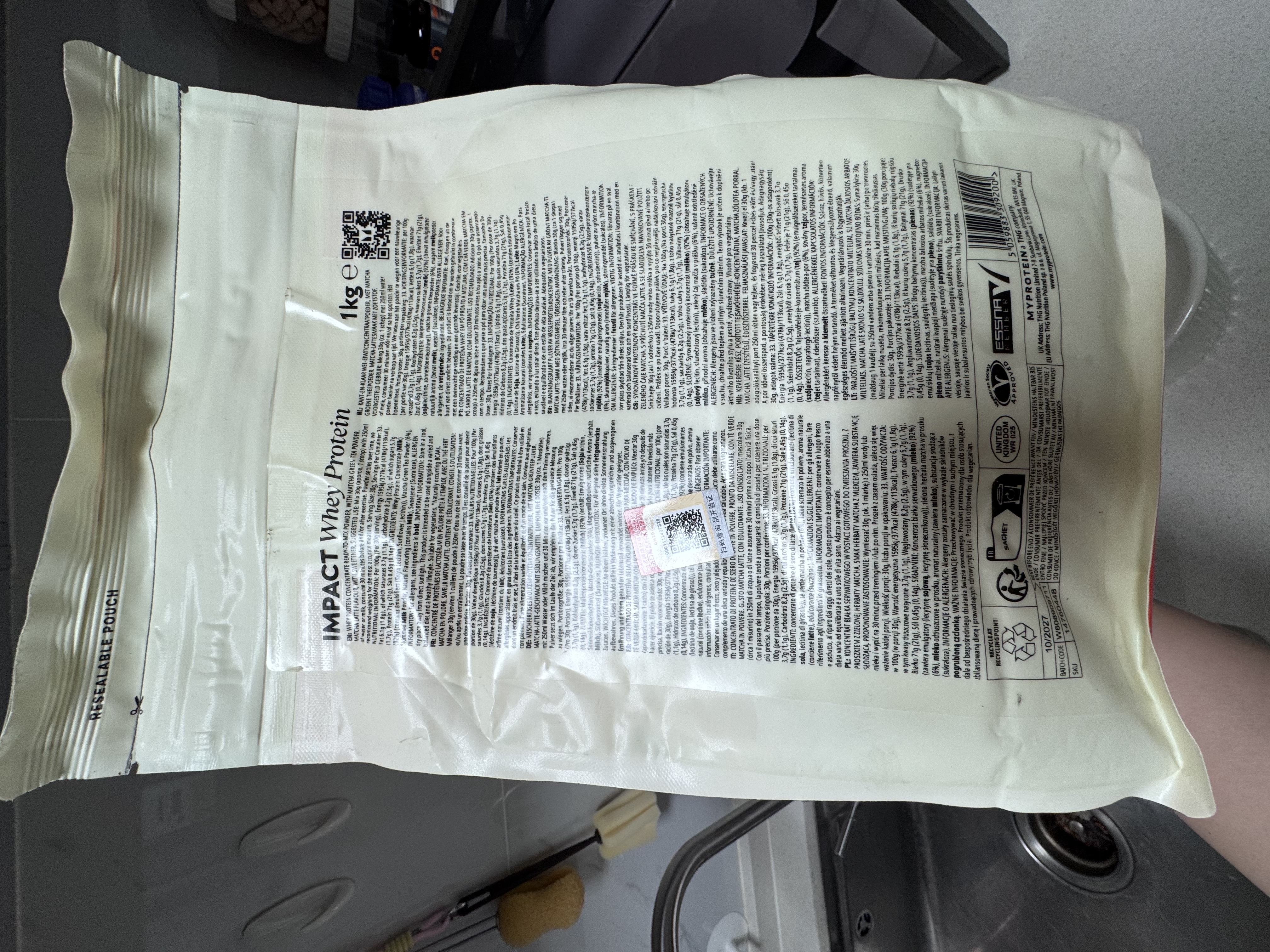 myprotein 熊猫乳清蛋白粉增肌健身运动补剂塑形高蛋白质粉whey英国进口 【71%高蛋白】抹茶拿铁味 1kg*1袋 实拍图
