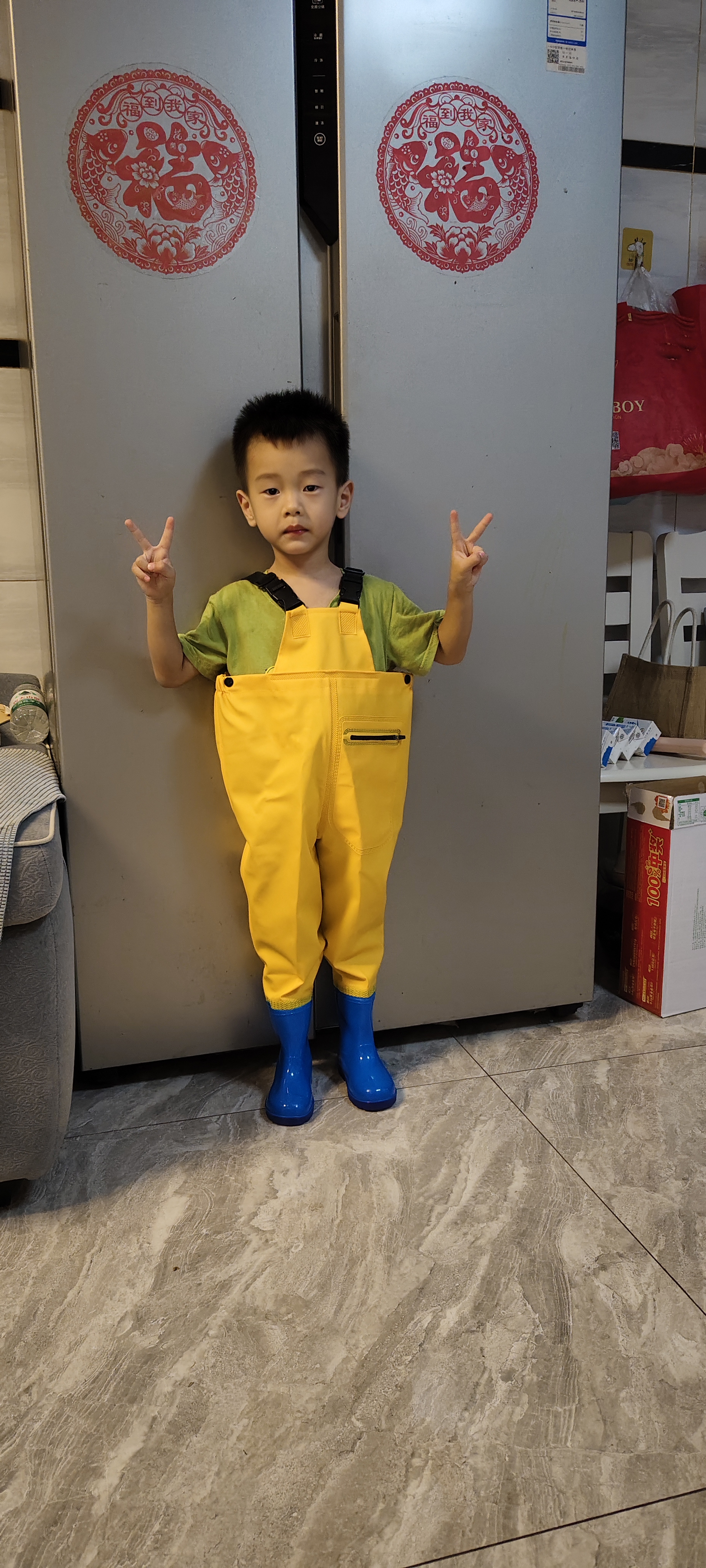 惊浪儿童下水裤赶海连体雨裤防水雨靴一体涉水玩水幼儿园装备 26码 实拍图