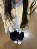 趣米乐美式复古撞色格子直筒牛仔裤女春秋季拼接设计感小个子宽松阔腿裤 蓝色 L 【建议110-120斤】 实拍图