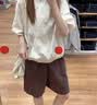 优衣库麻混纺舒适短裤女装485251 37 栗色 L 实拍图