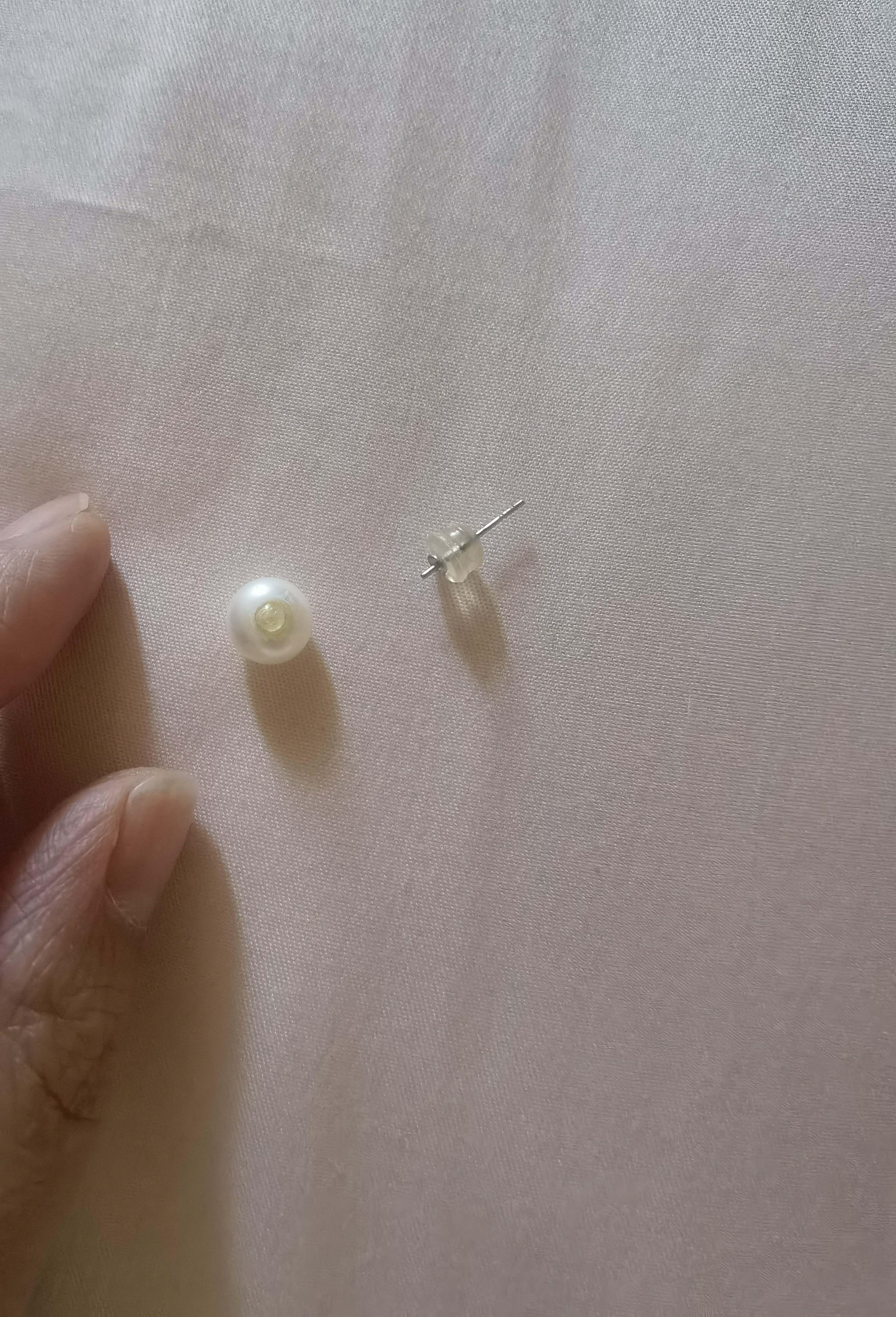 中国珠宝（Sino gem）天然淡水珍珠耳钉女士S925纯银馒头圆耳饰生日礼物送女朋友老婆 实拍图