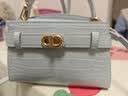 CHARLES&KEITH鳄鱼纹凯莉包手提斜挎婚包包女包生日礼物送女友CK2-50270880-1 Sea Salt Blue海盐蓝（新色） S 实拍图