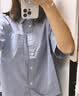 MUJI 女式 凉感短袖衬衫 女士衬衣外套上衣女装女款26年夏季 BC2Q5C6S 蓝色格纹 M (160/84A) 实拍图