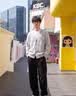 优衣库打褶宽松长裤男装休闲裤裤子487220 08 深灰色 M 实拍图