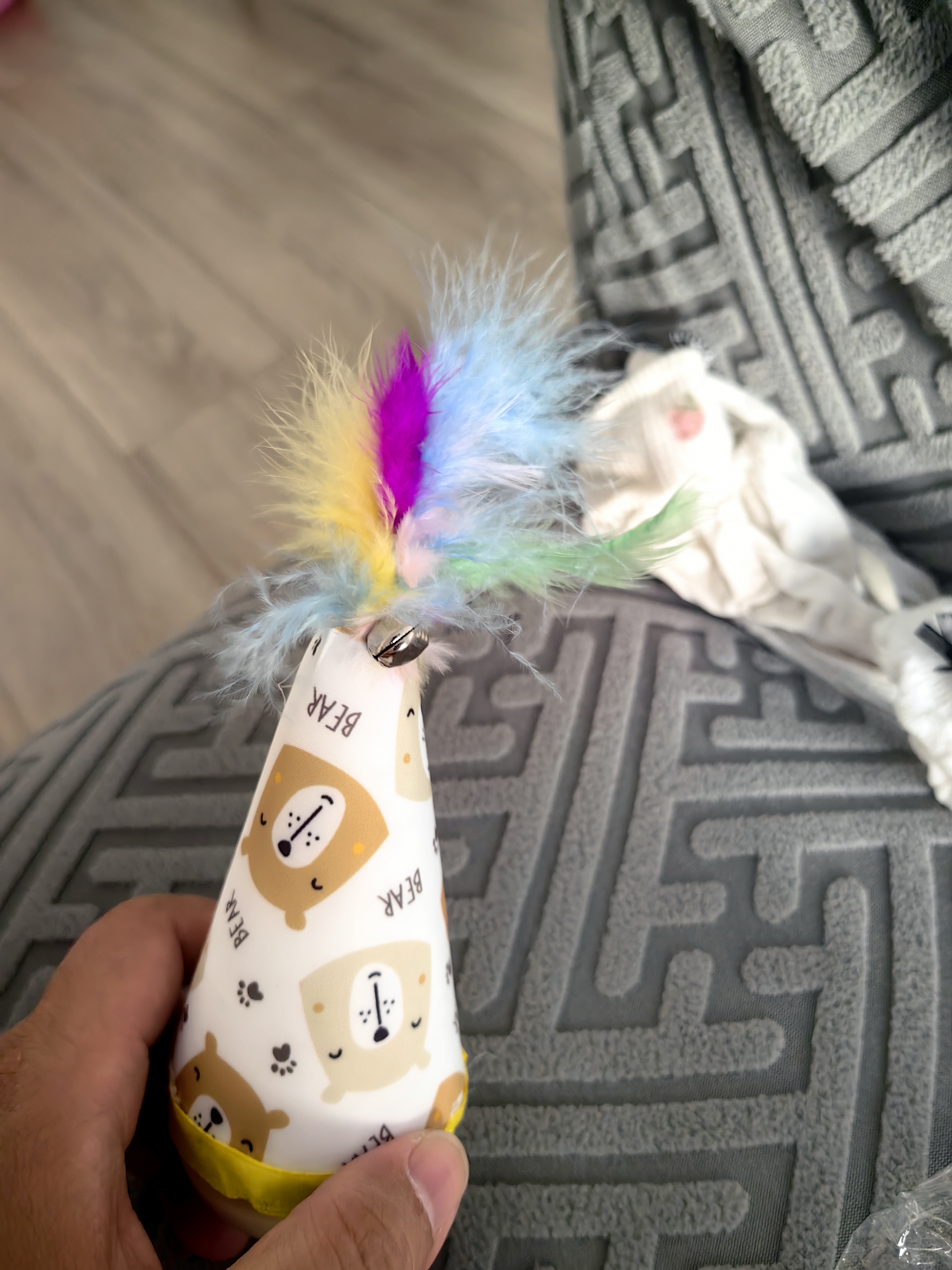 欢宠网猫玩具猫咪不倒翁羽毛铃铛逗猫棒球自嗨解闷神器猫猫小猫幼猫宠物 实拍图