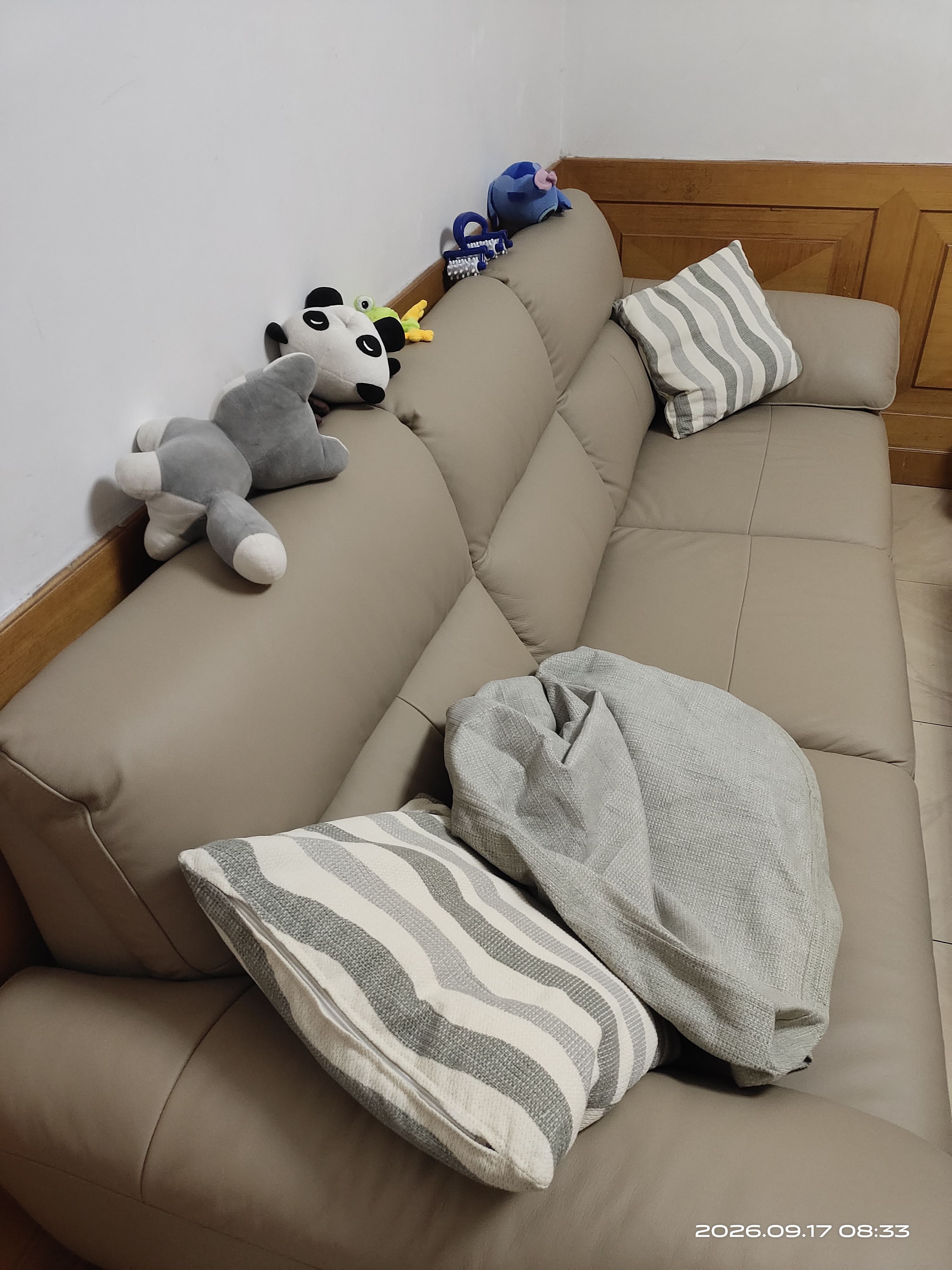 全友家居 真皮沙发大象耳朵头层牛皮沙发大户型实木内架直排沙发家具 实拍图