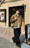 OEMG美式飞行冲锋夹克外套男士秋冬季款正肩解构立领户外加厚保暖上衣 棕色 【挺括防风 秋季百搭外套】 XL [建议130-150斤] 实拍图