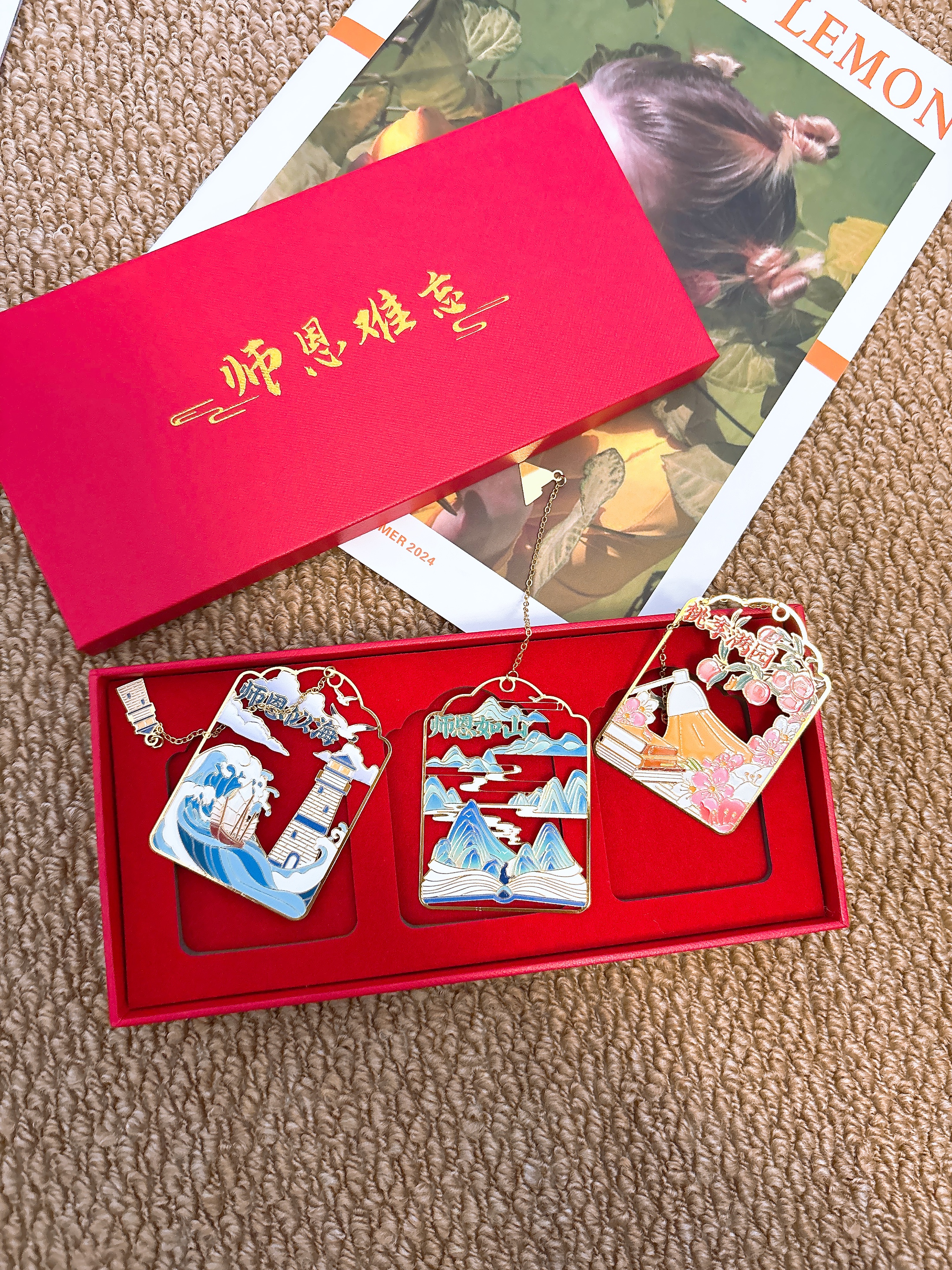 嘉然恒中秋节礼物师恩难忘古风金属黄铜书签礼盒谢师宴送男女老师实用高档纪念意义伴手礼品 实拍图