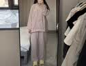 MUJI女式 无侧缝双层纱织 睡衣 家居服套装纯棉26新款 粉红色条纹6A M 实拍图