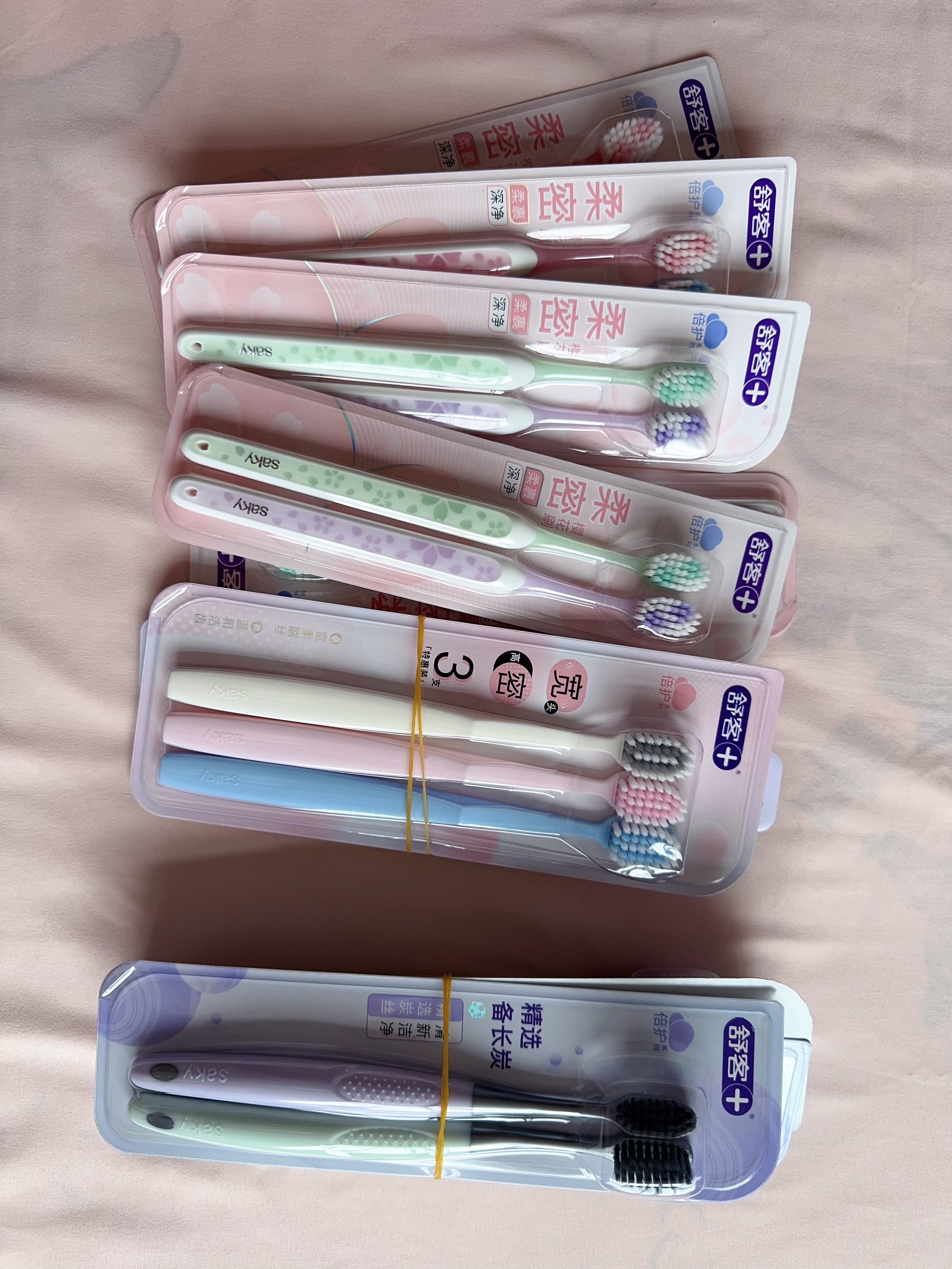 舒客宽头樱巧牙刷10支装V型宽薄刷头超软毛护龈成人牙刷新老随机 实拍图