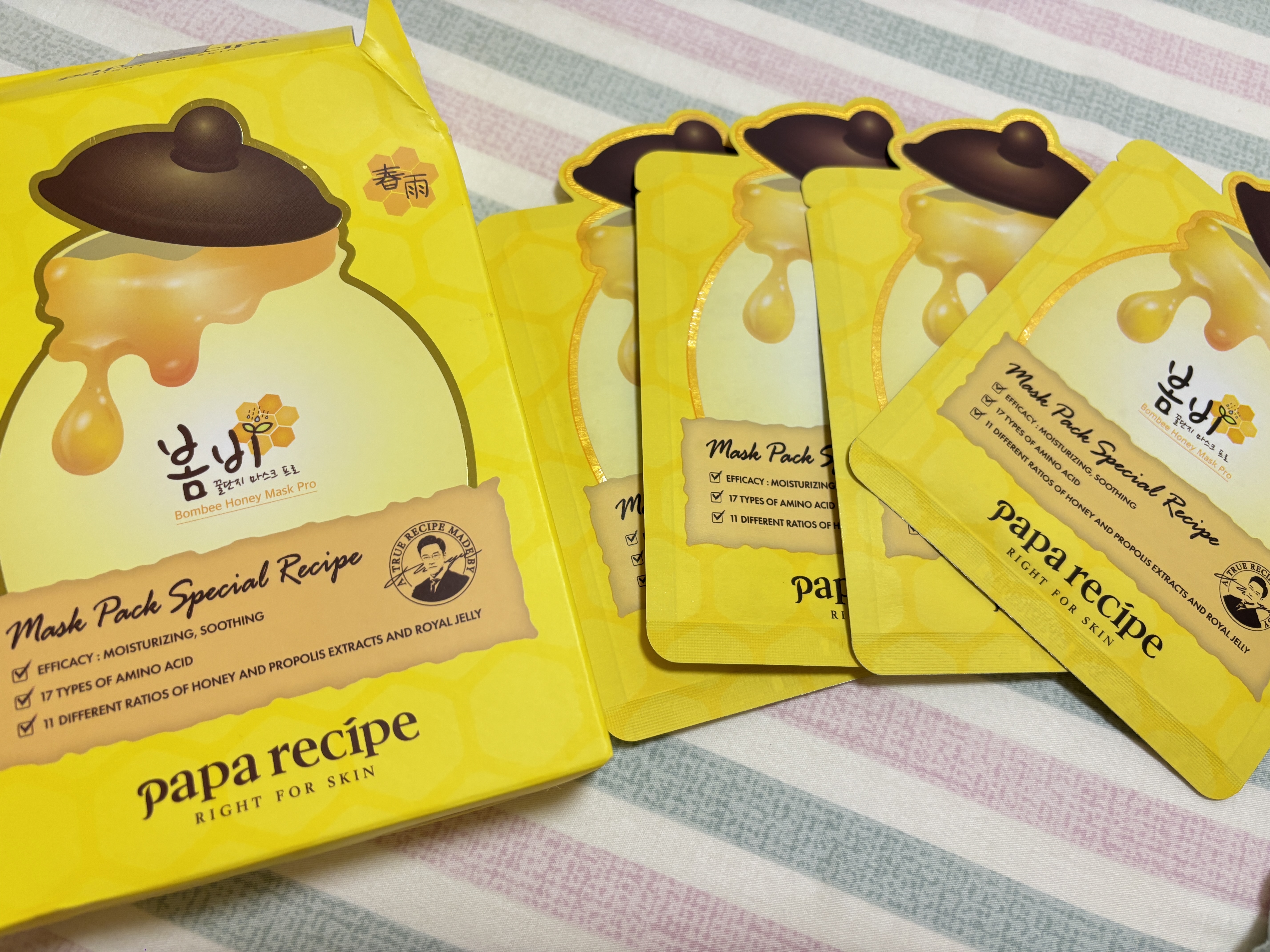 春雨（Papa recipe）黄色经典蜂蜜面膜 补水保湿改善干燥护肤品 生日礼物韩国 【超值囤货装】黄春雨6片*3盒 实拍图