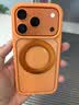 飞利浦（PHILIPS）适用苹果iPhone17 promax手机壳支架保护套按键全包6米防摔气囊16pro肤感散热15玻璃磁吸360旋转壳 【暖阳鎏金】赤炎橙丨6米防摔 iPhone 17 Pro  实拍图