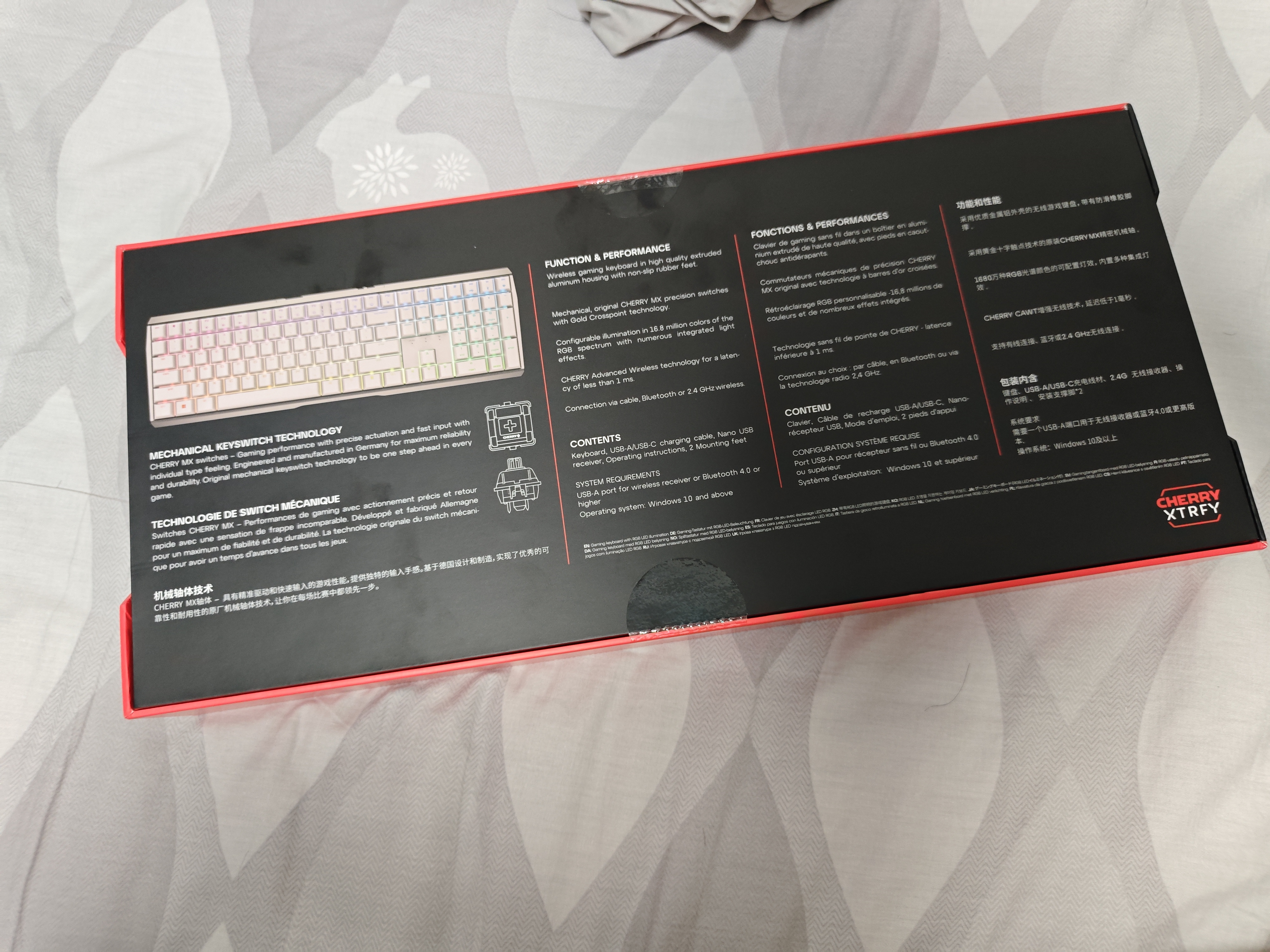CHERRY樱桃MX3.0S无线键盘 机械键盘108键 游戏键盘 蓝牙三模 RGB灯效铝合金外壳 兼容WIN/MAC 实拍图