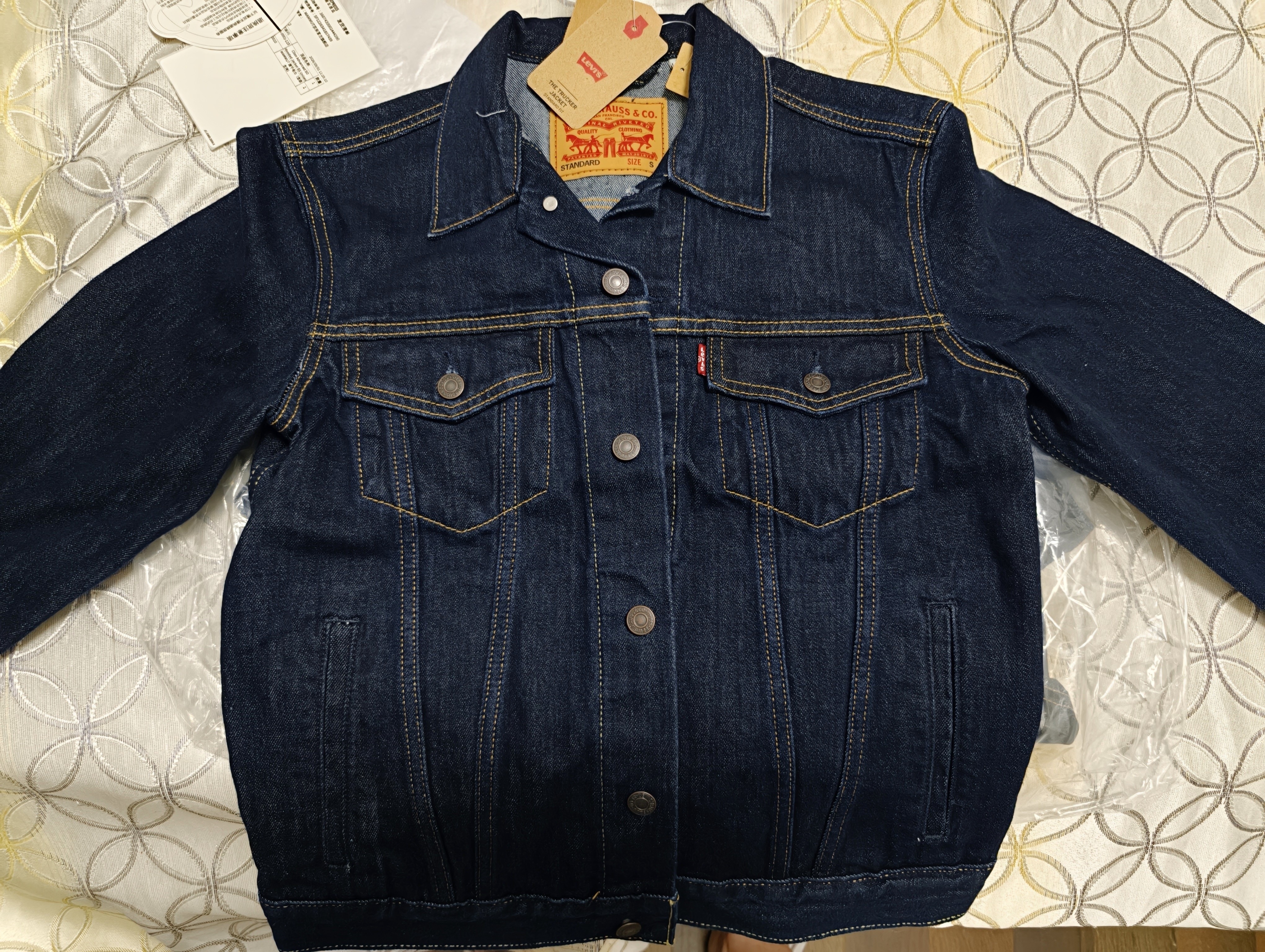 Levi's李维斯情侣同款美式经典复古休闲时尚潮牌修身牛仔夹克外套 深蓝色 S 实拍图
