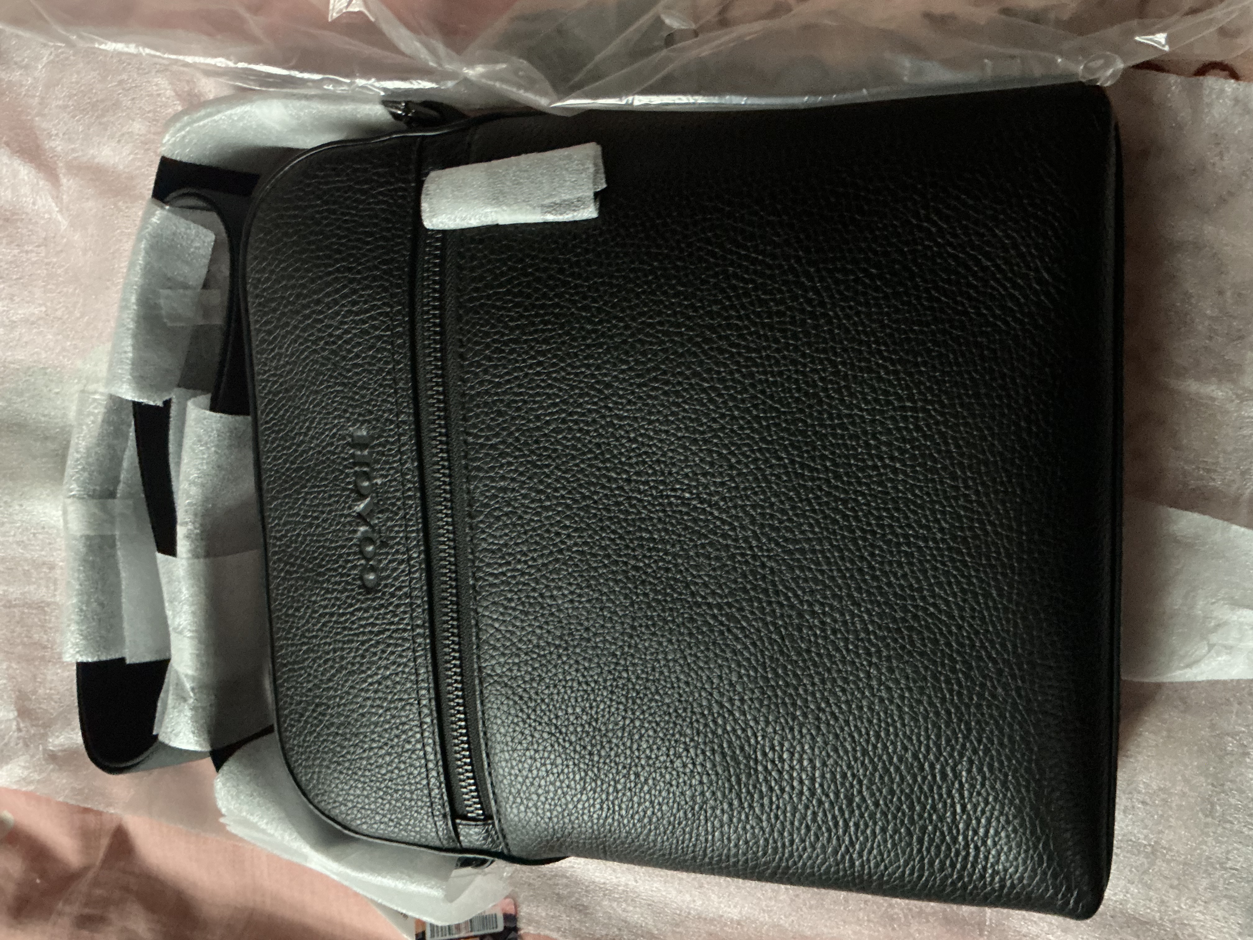 蔻驰（COACH）男士皮质单肩斜挎包商务通勤百搭皮质包黑色4011教师节礼物 实拍图