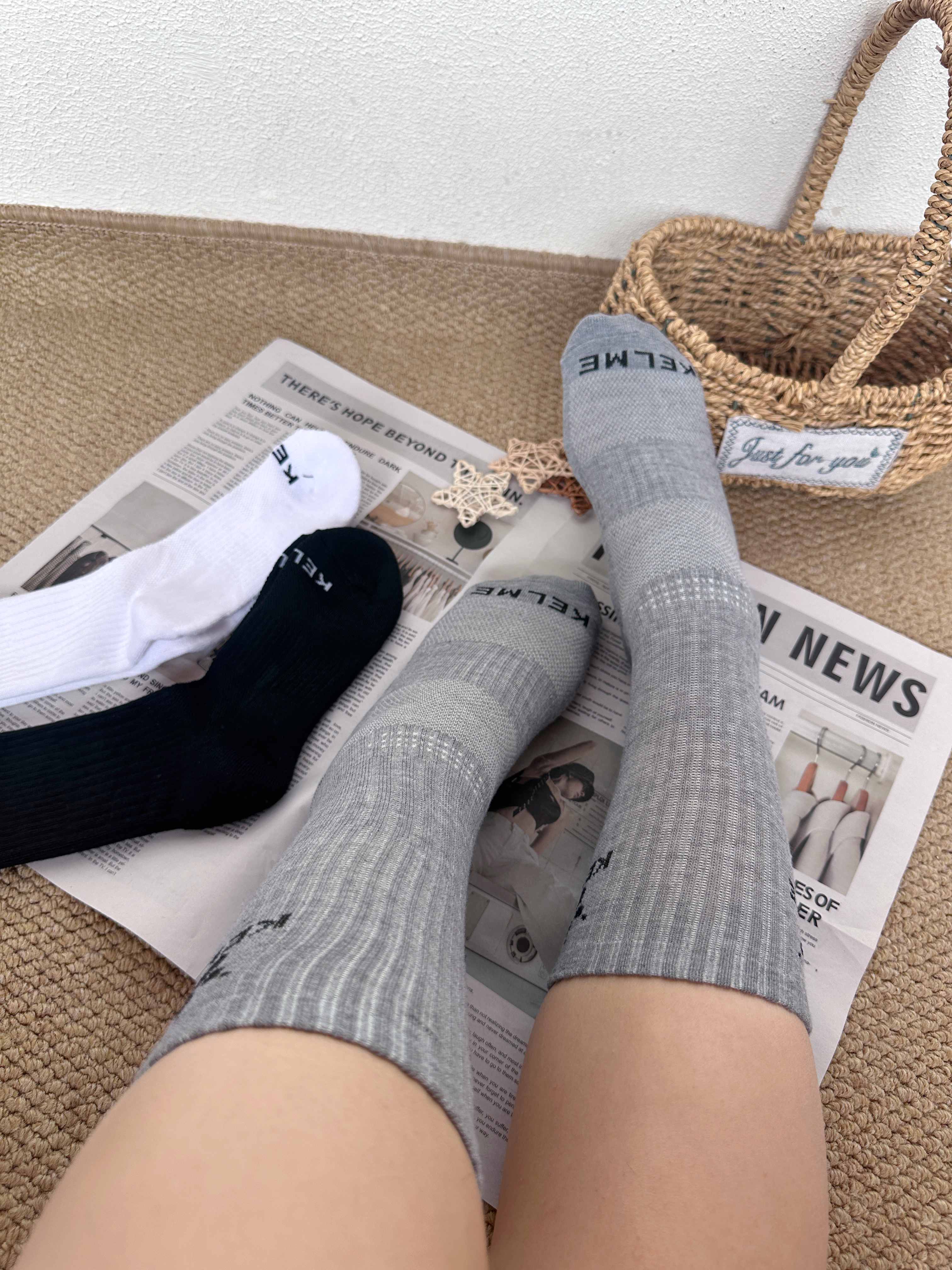 卡尔美（KELME）袜子运动袜（3双）男女秋冬保暖长袜篮球吸汗跑步抗菌休闲生活袜 实拍图
