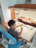 GMYD光明园迪儿童学习桌中小学生家用全实木可升降可调节写字桌H6组合 H6 120樱桃橡+A6-2卡其+冰海蓝椅套 实拍图