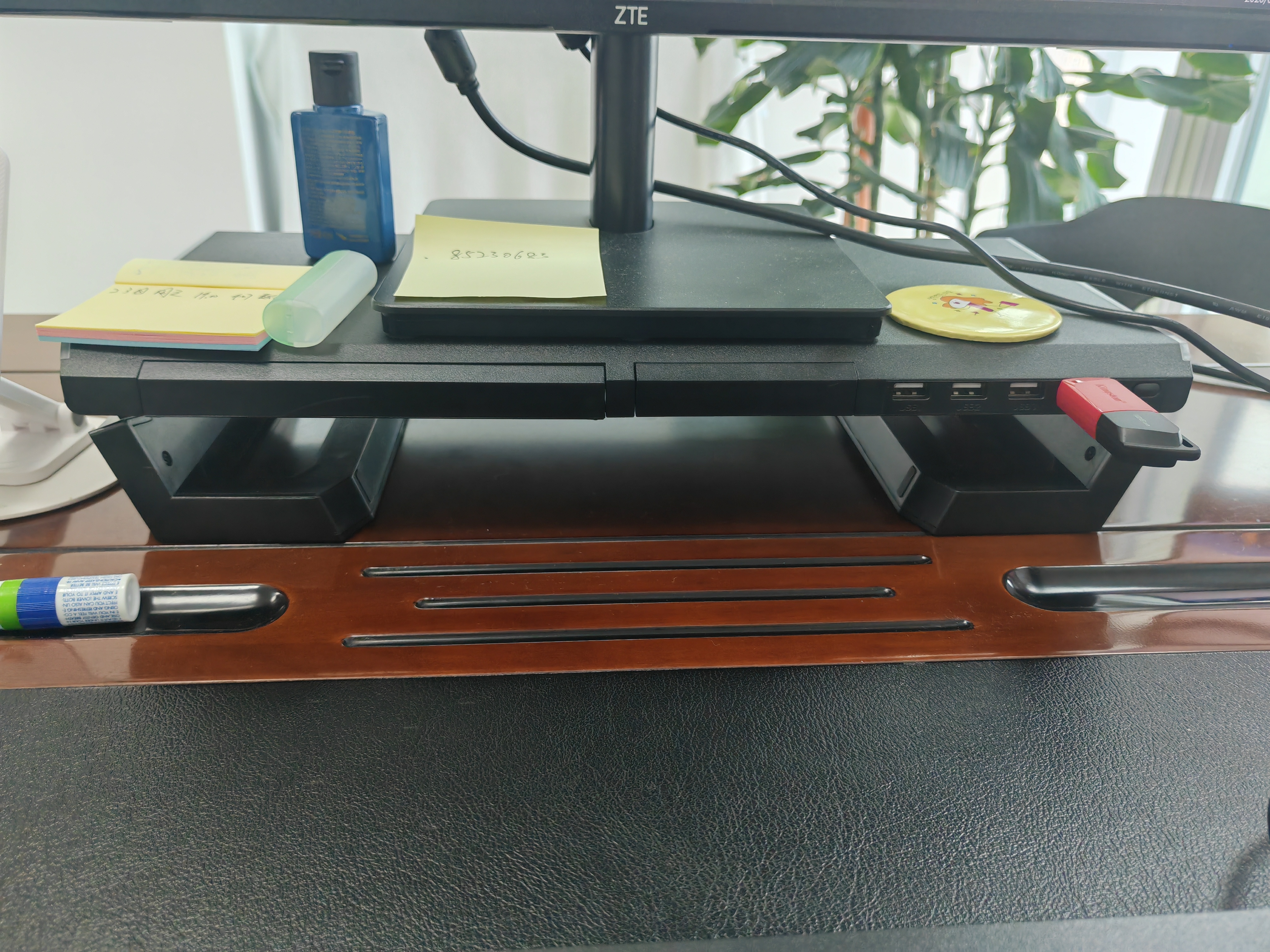 酷睿冰尊（ICE COOREL）显示器增高架T1 多功能电脑增高架显示器屏幕增高架台式电脑桌支架可充电折叠收纳架USB3.0扩展 实拍图