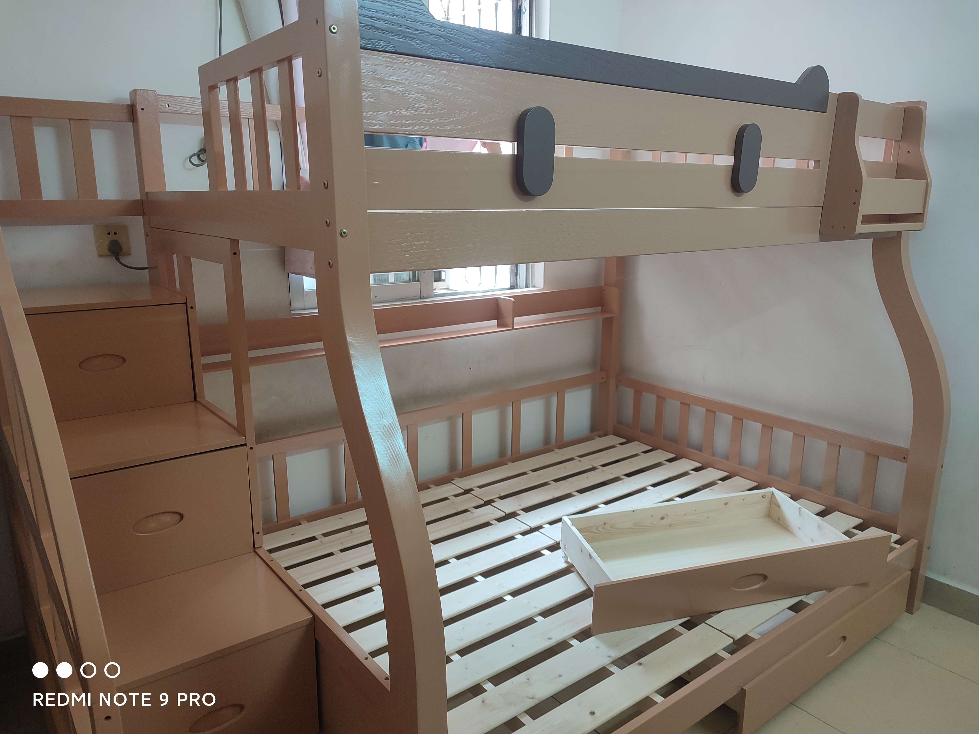 可颜上下铺床儿童床男孩女孩卡通高低床子母床双层床小户型实木上下床 柜梯款 上床宽130  下床宽150 实拍图
