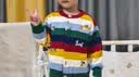 嘟嘟家儿童毛衣开衫宝宝外套新年红色男童针织衫女童上衣童装春 条纹色系 90 实拍图