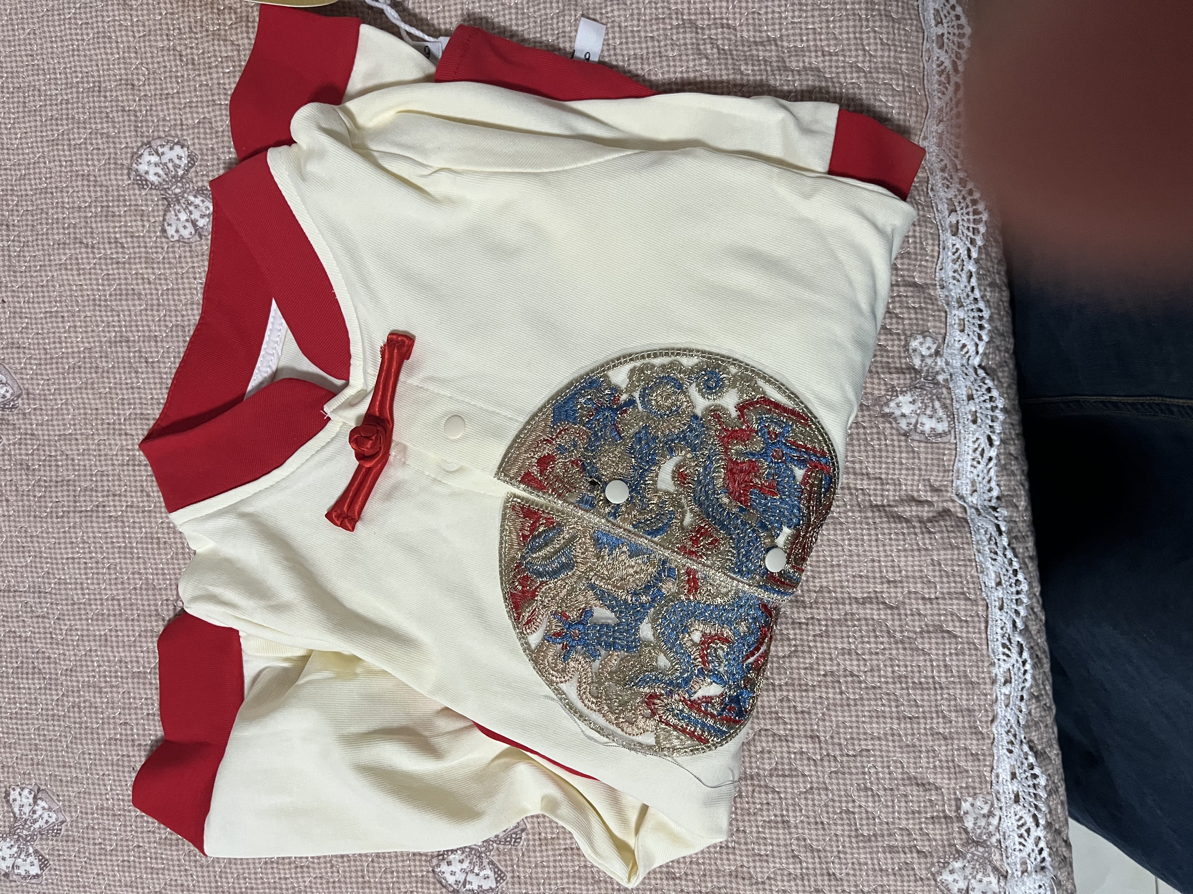 G.duck小黄鸭周岁男女宝宝礼服春季喜庆连体衣服百天满月婴儿春秋新中式 龙连体衣+帽子+袜子+马甲 73cm 实拍图