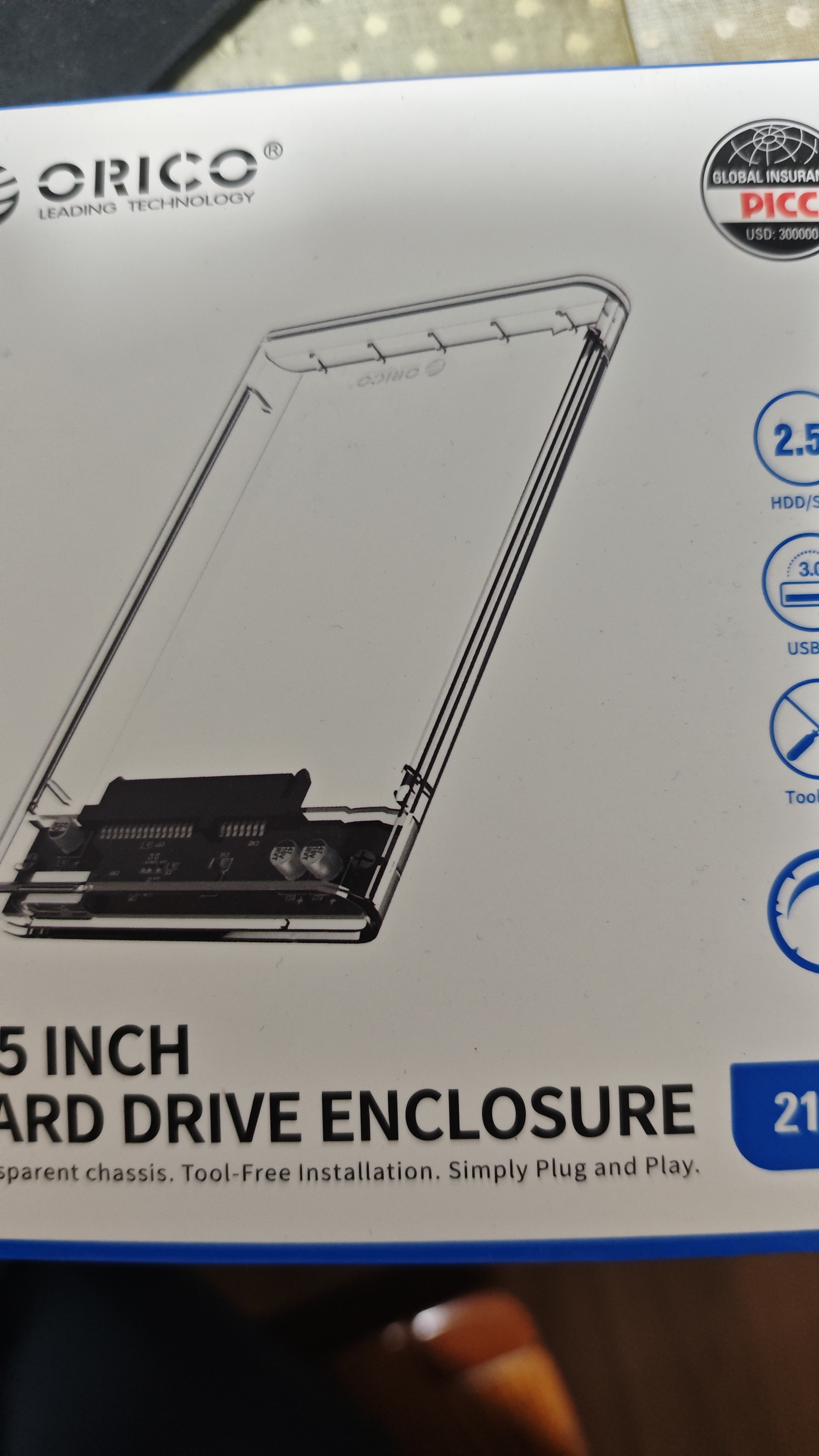 奥睿科移动硬盘盒2.5英寸USB3.0 SATA串口笔记本电脑外置壳固态机械ssd硬盘盒子 全透明2139U3 实拍图