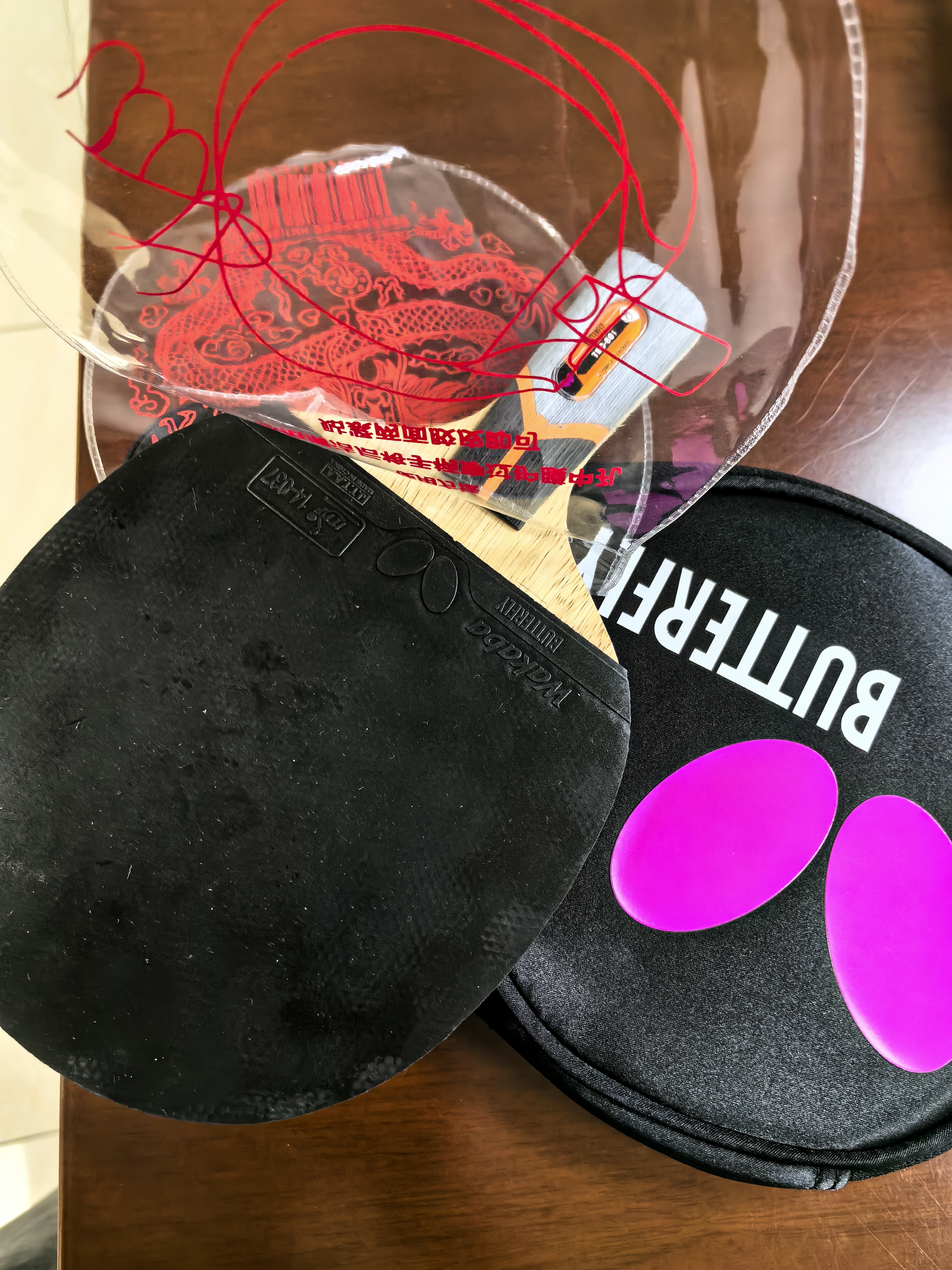蝴蝶（BUTTERFLY） 蝴蝶8星级801芳碳进攻型乒乓球拍双面反胶蝴蝶王 直拍/短柄 实拍图