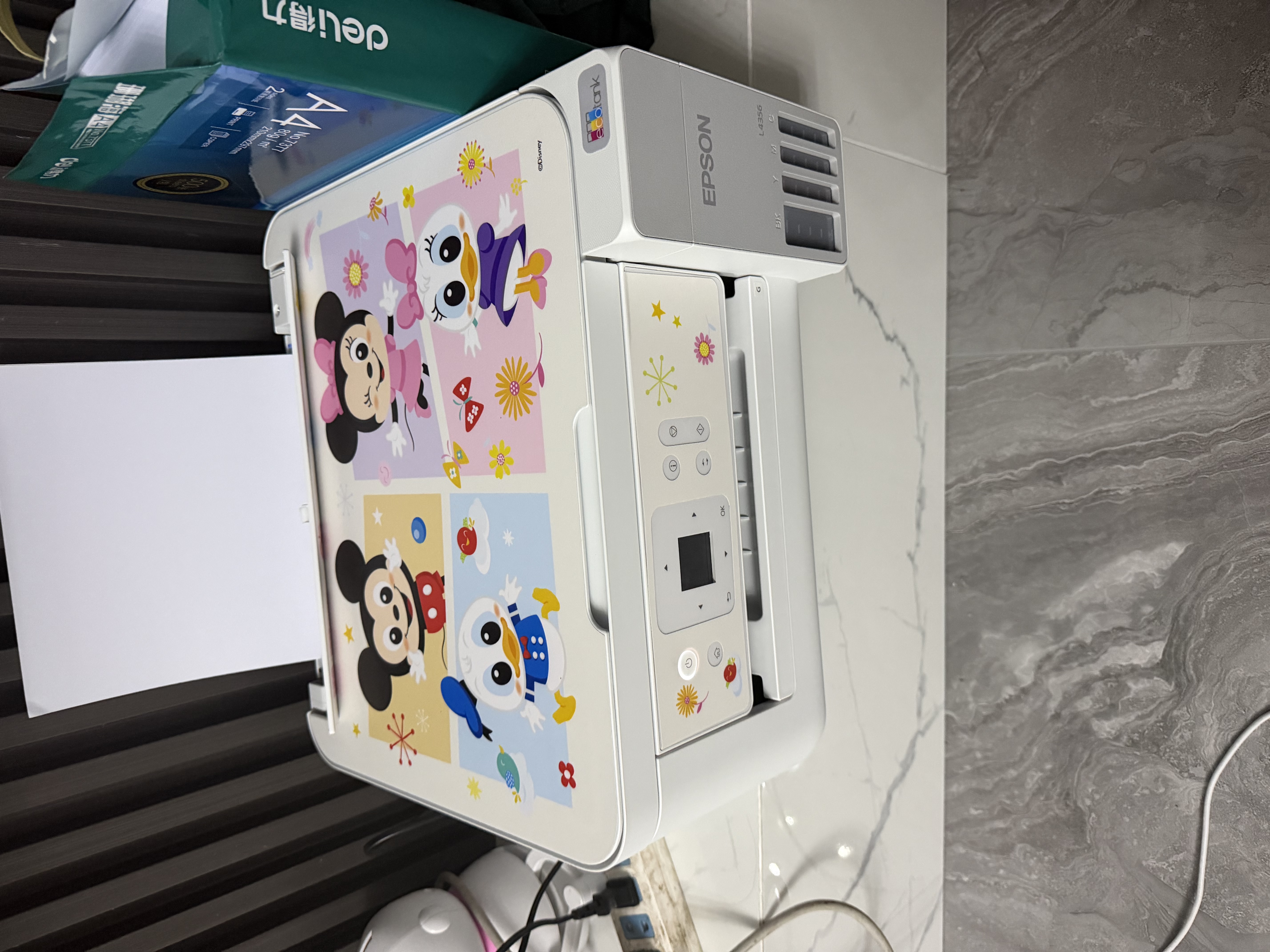 爱普生（EPSON）【6代新品】L4356墨仓式彩色无线AI学习打印机一体机家用/办公  L4266升级版(自动双面 液晶屏 白) 实拍图